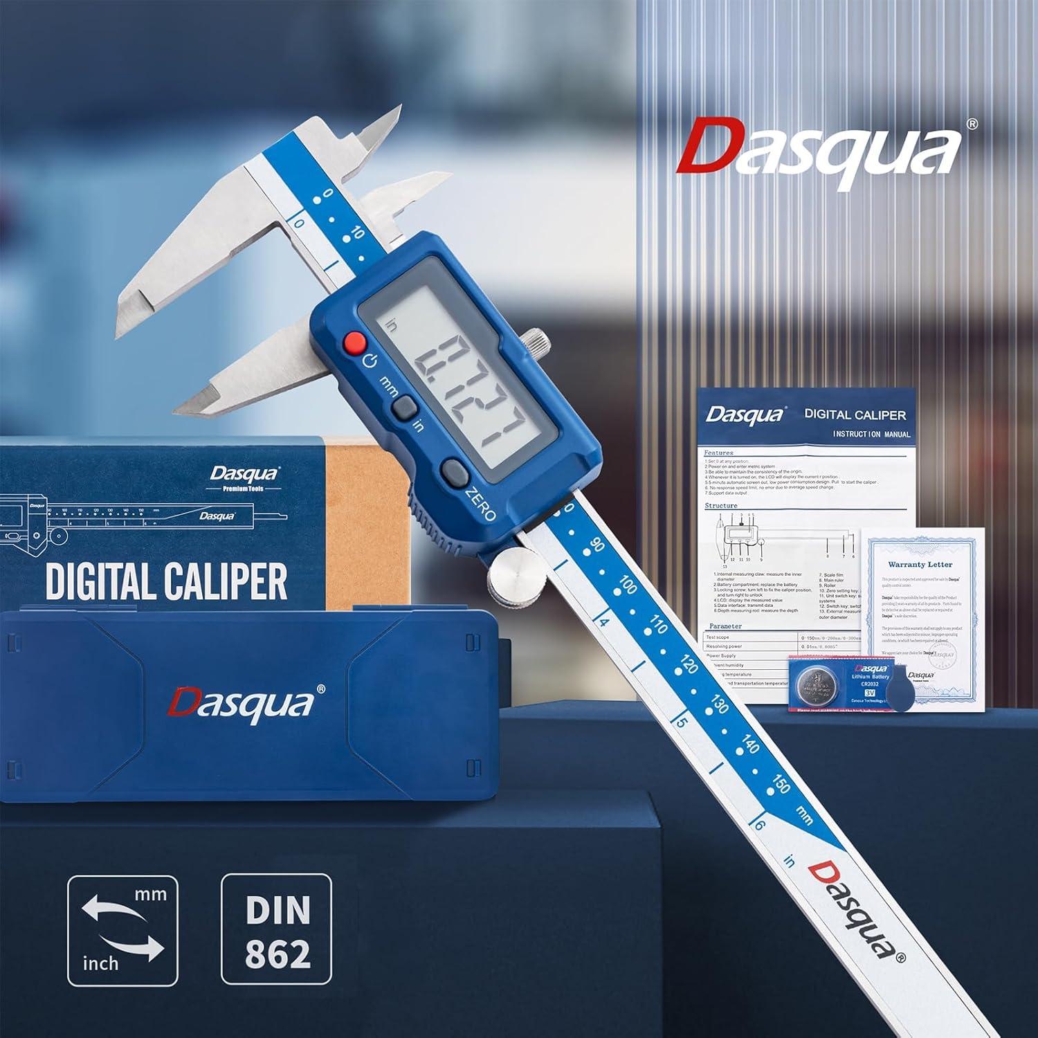 Calibrador Digital Dasqua 150mm, Acero Inoxidable, Pantalla LCD