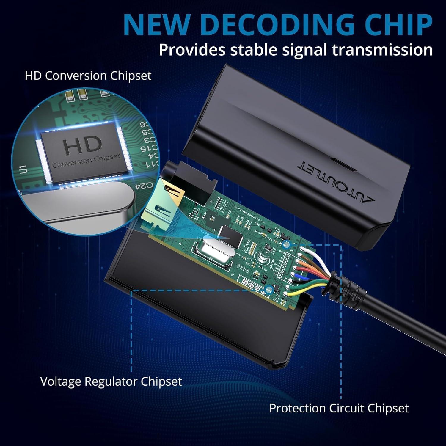 Convertidor de Wii a HDMI AUTOUTLET 1080P con cable 1.83m