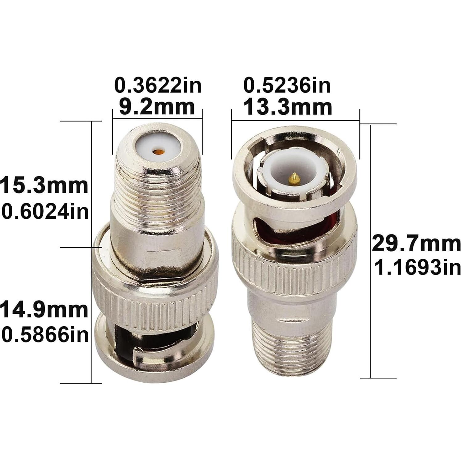 Adaptador Coaxial BNC Macho a Hembra F Boobrie - 2 Piezas