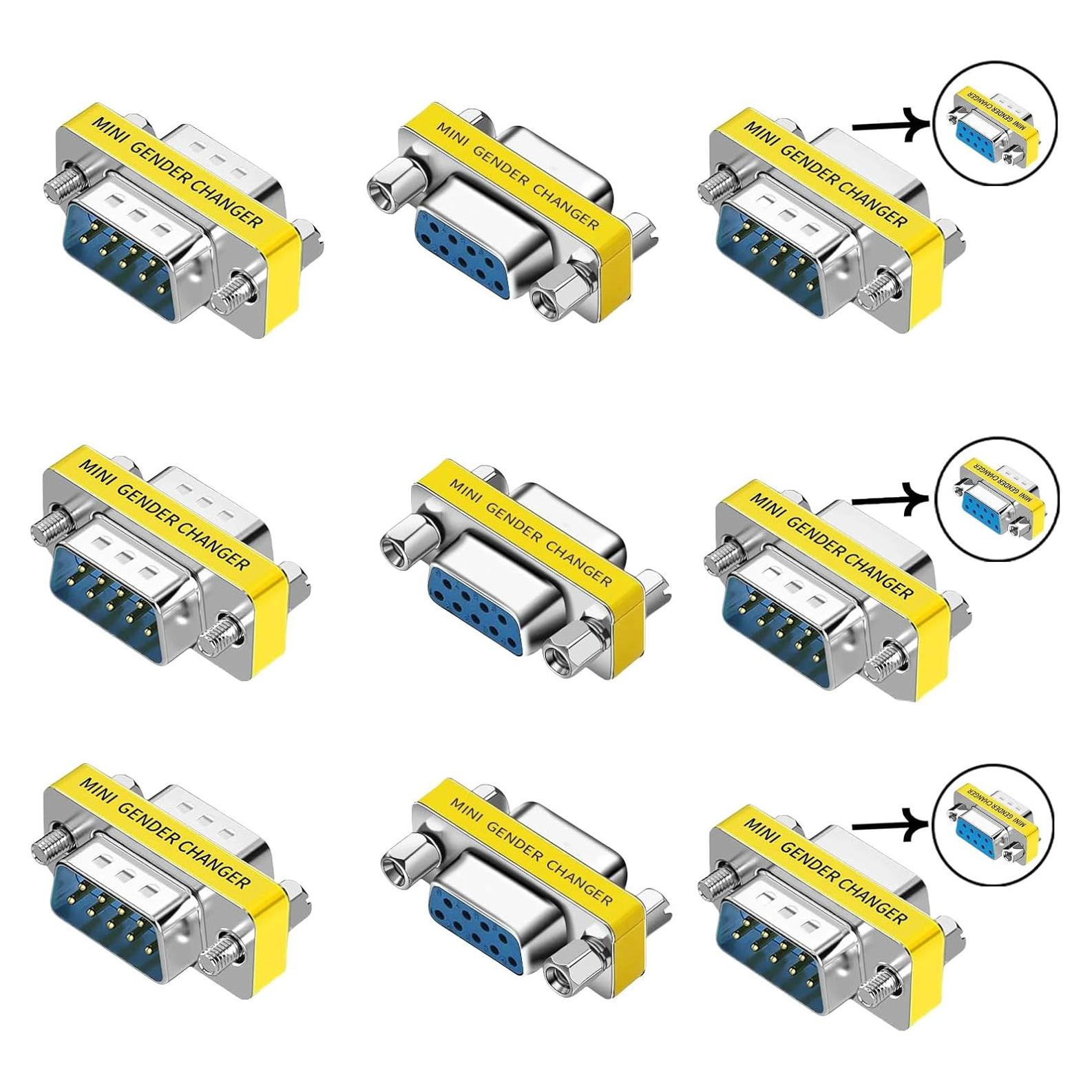 Adaptador DB9 Serial LNHCAW 3 en 1 Hembra/Macho para PC