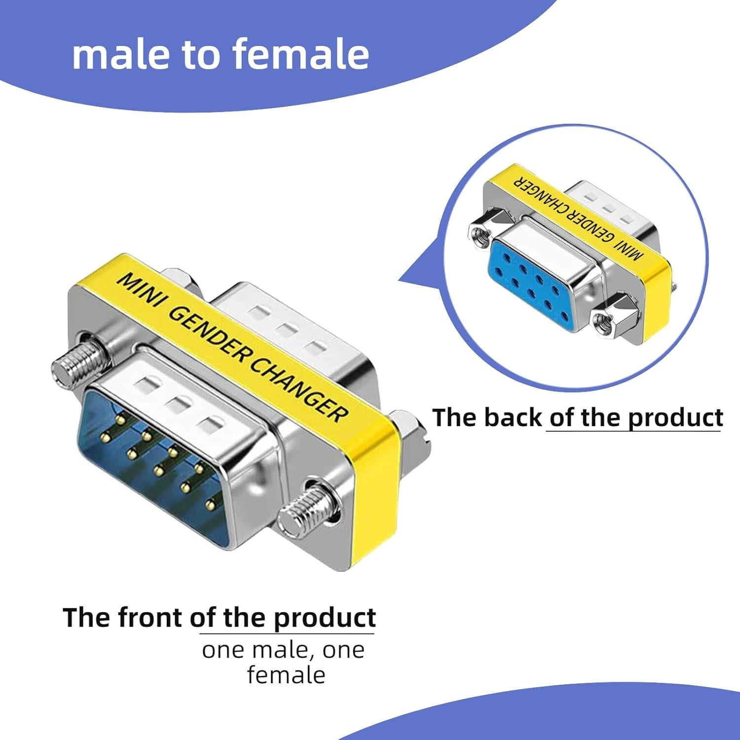 Adaptador DB9 Serial LNHCAW 3 en 1 Hembra/Macho para PC