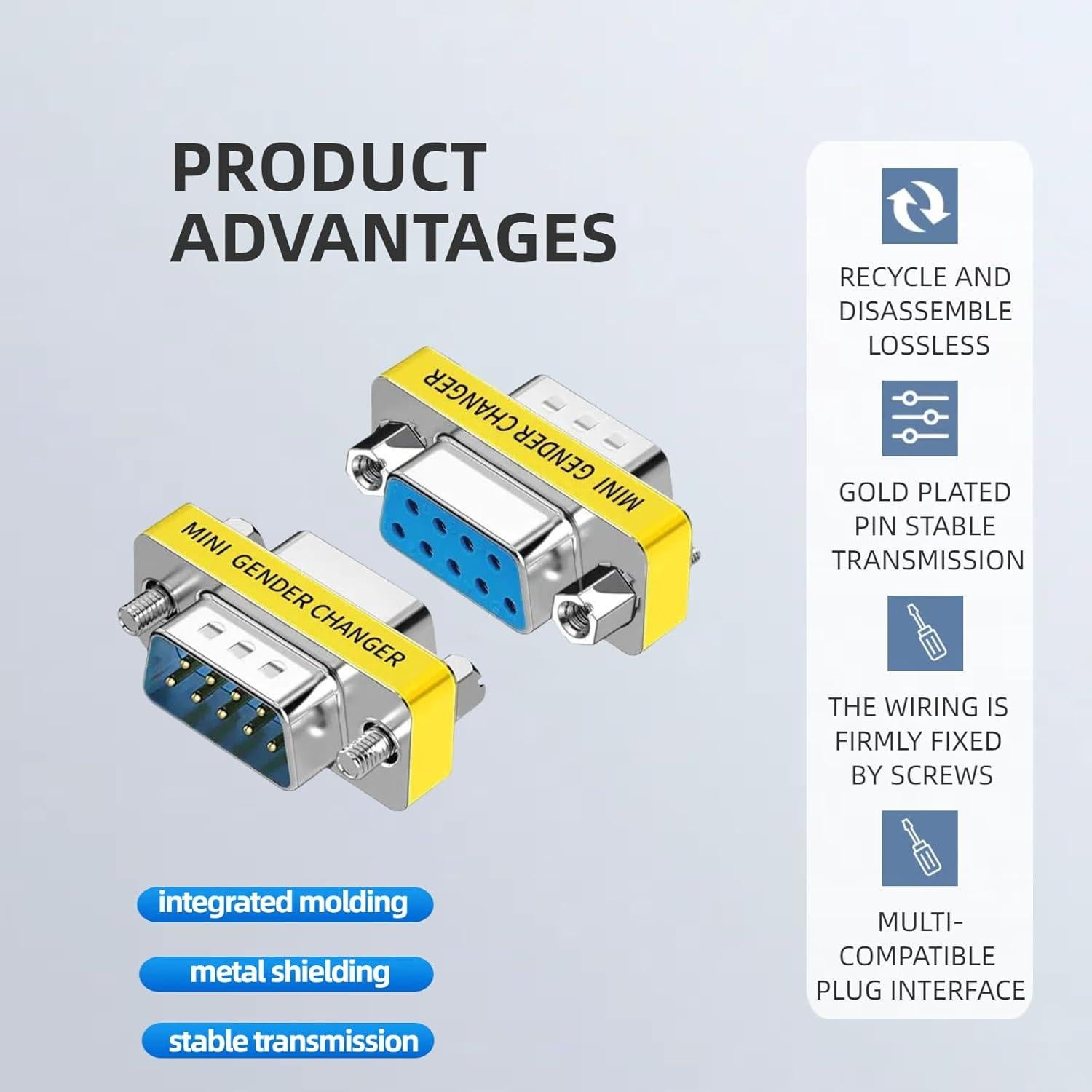 Adaptador DB9 Serial LNHCAW 3 en 1 Hembra/Macho para PC