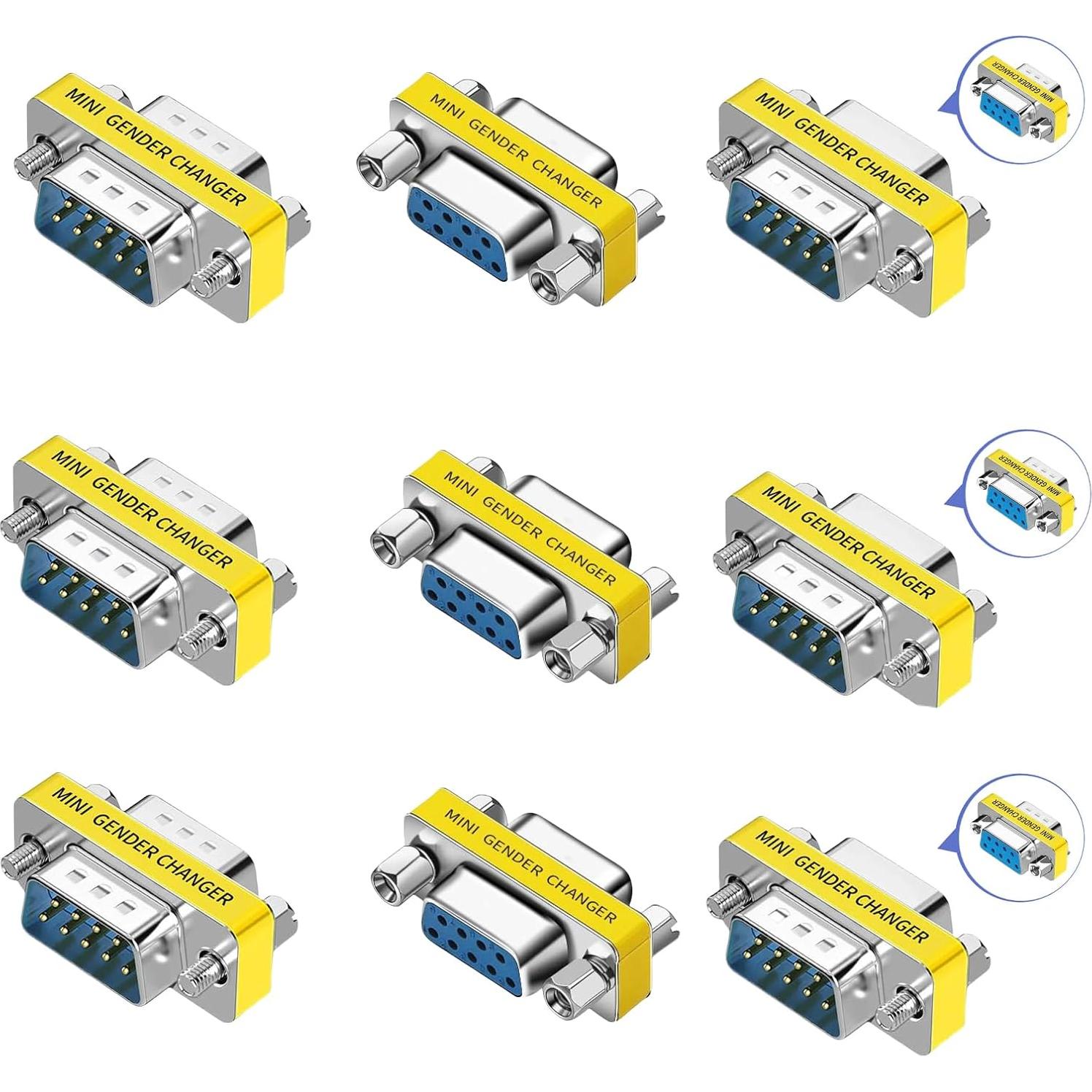 Adaptador DB9 Serial LNHCAW 3 en 1 Hembra/Macho para PC