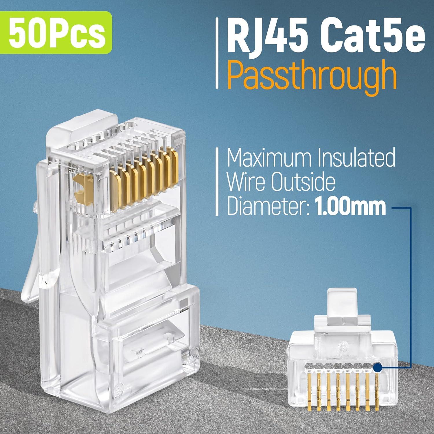 Conectores RJ45 Pasantes Cat5e Everest - Paquete de 50 Unidades
