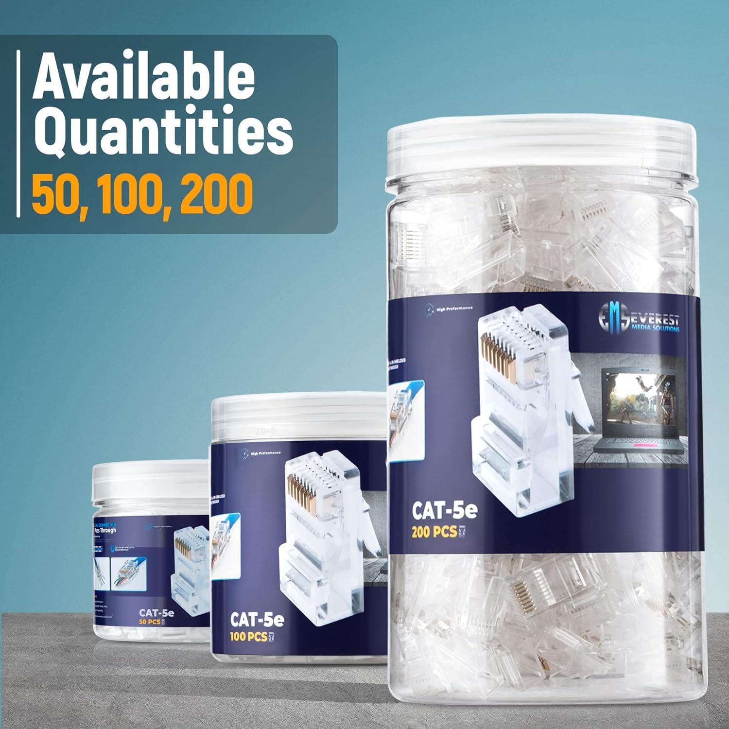 Conectores RJ45 Pasantes Cat5e Everest - Paquete de 50 Unidades
