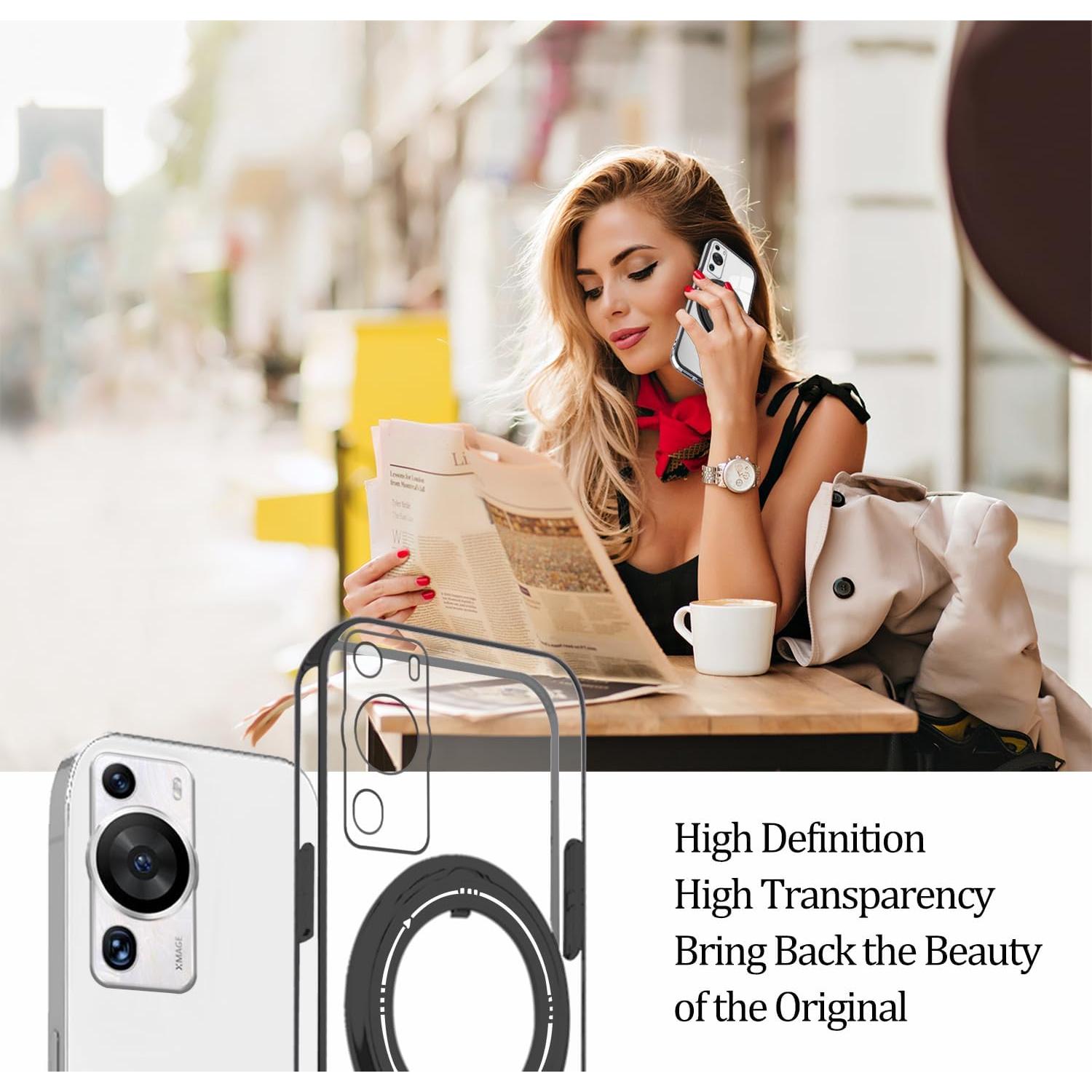 Funda Huawei P60 Pro Silicona Transparente Soporte Magnético