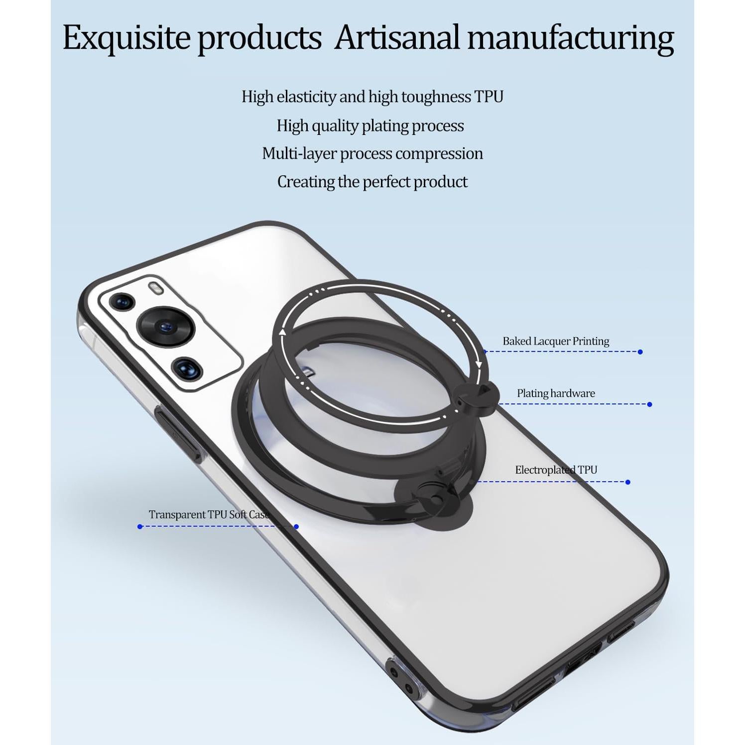 Funda Huawei P60 Pro Silicona Transparente Soporte Magnético