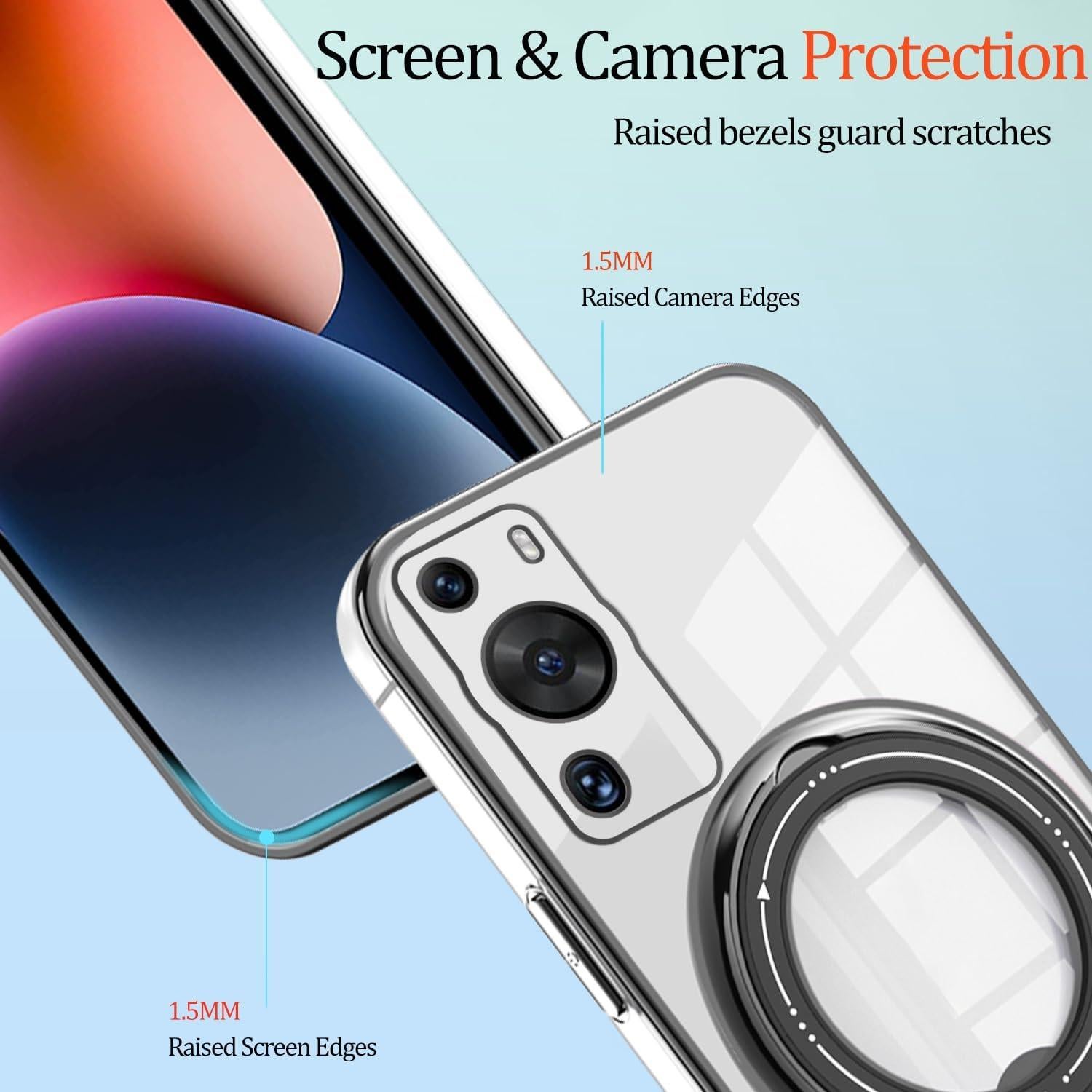 Funda Huawei P60 Pro Silicona Transparente Soporte Magnético