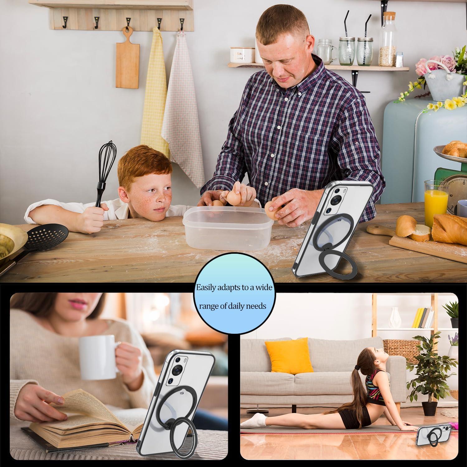 Funda Huawei P60 Pro Silicona Transparente Soporte Magnético