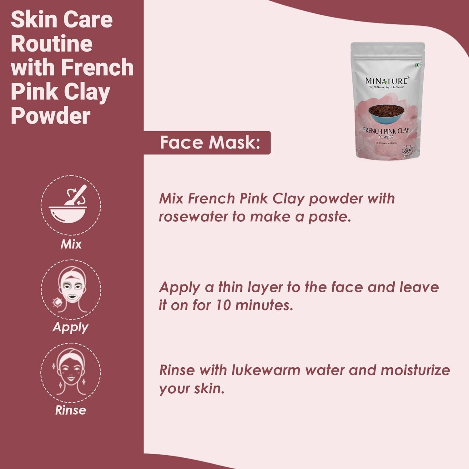 Polvo de Arcilla Rosa Francesa Minature 227g - Mascarilla Facial