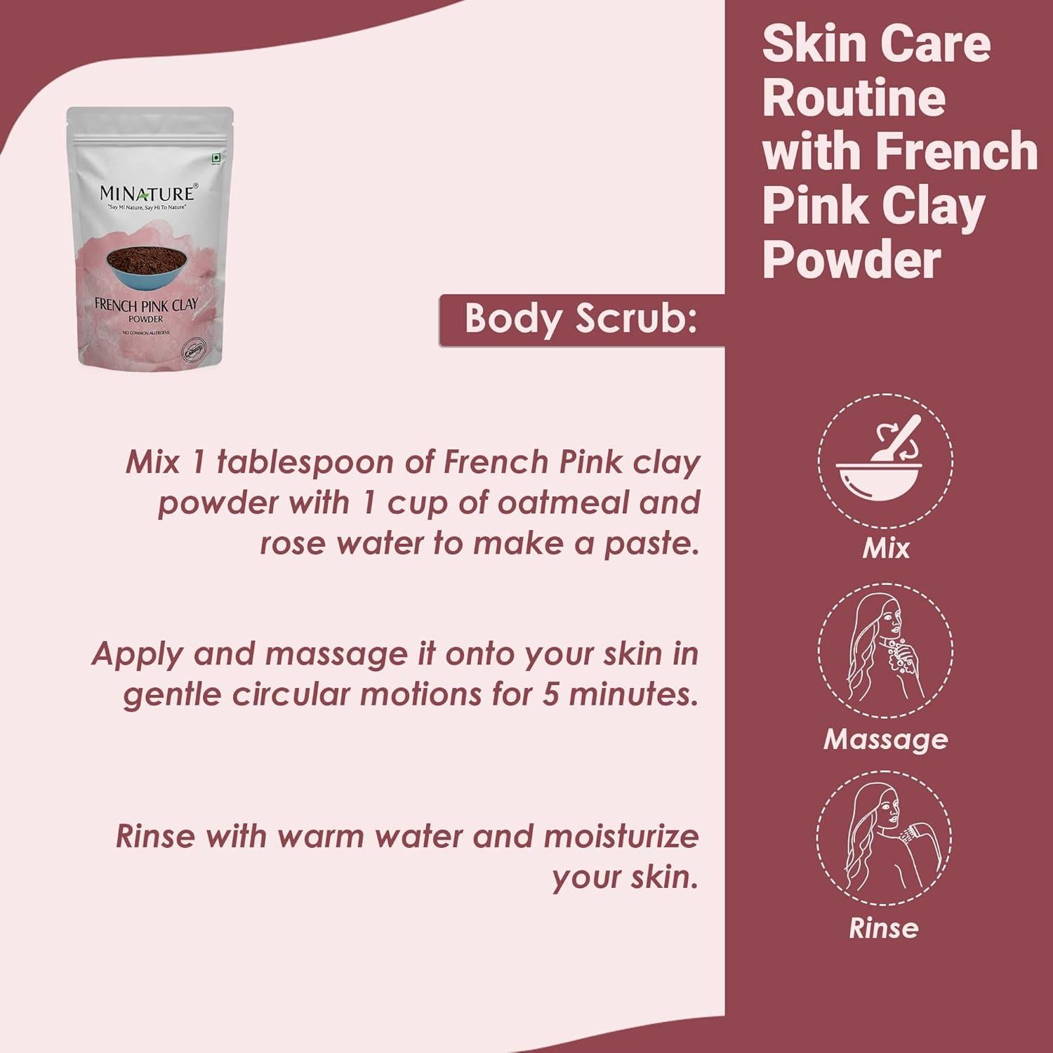 Polvo de Arcilla Rosa Francesa Minature 227g - Mascarilla Facial