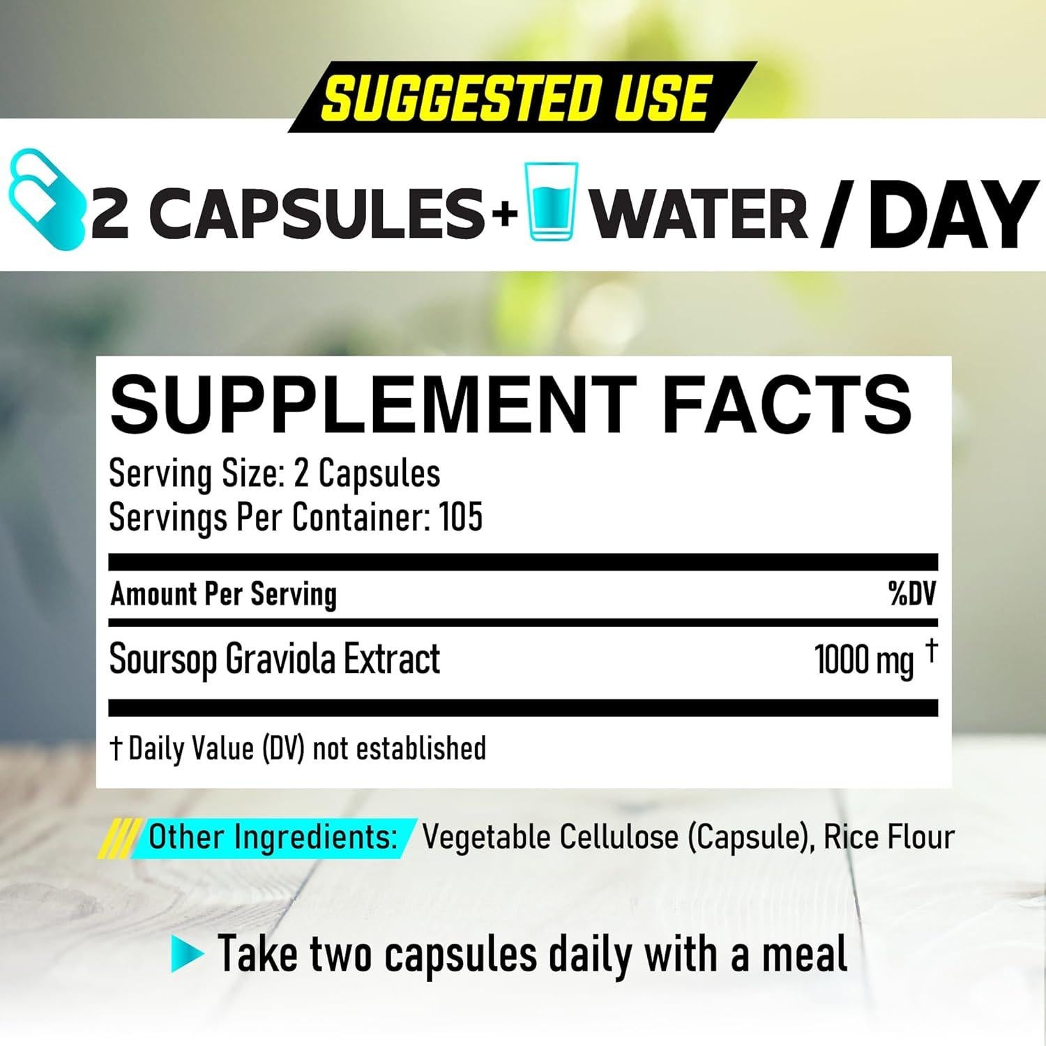 Cápsulas de Graviola Orgánica 1000mg DEDICAD - 210 Unidades