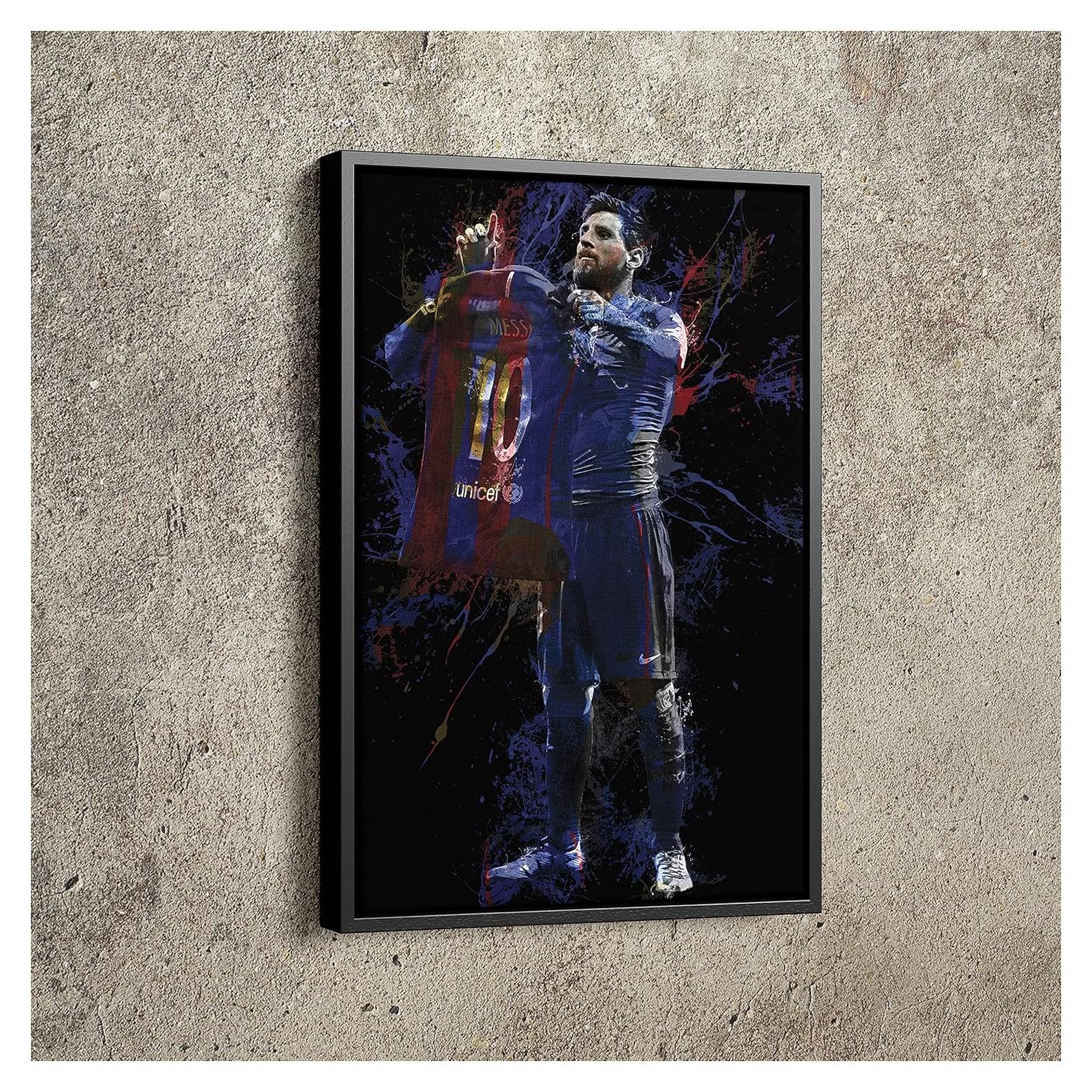 Póster de Celebración Lionel Messi 30x45cm Lienzo Hecho a Mano