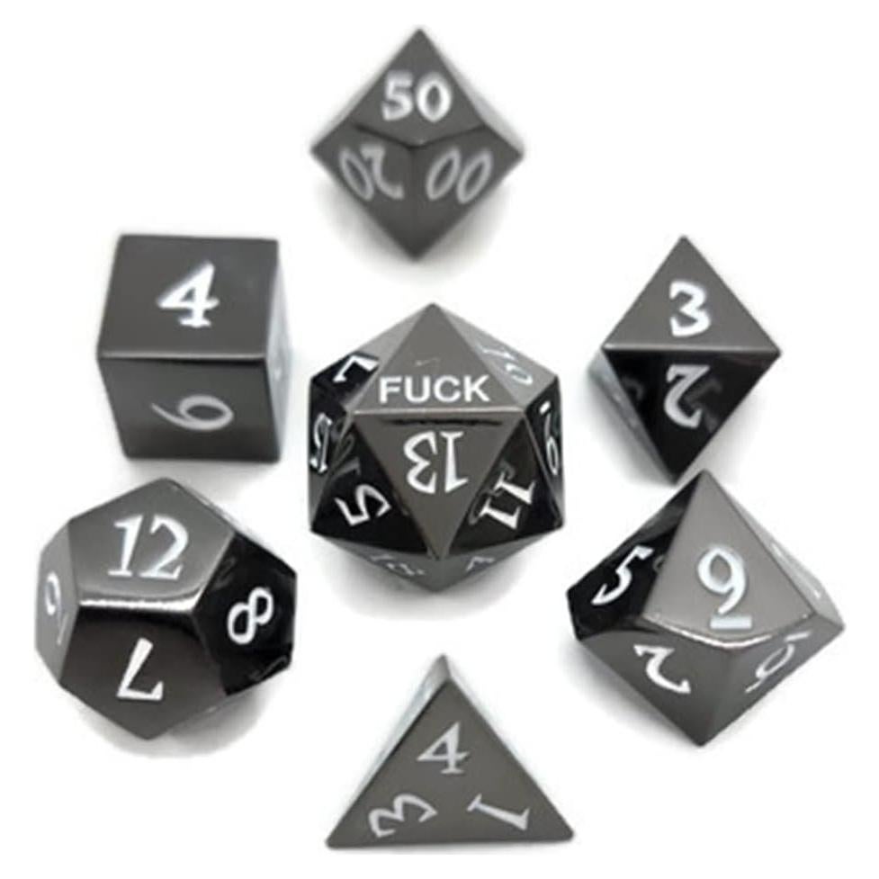 Juego de Dados D20 F*** de Metal Black Bazaar - 28.5g