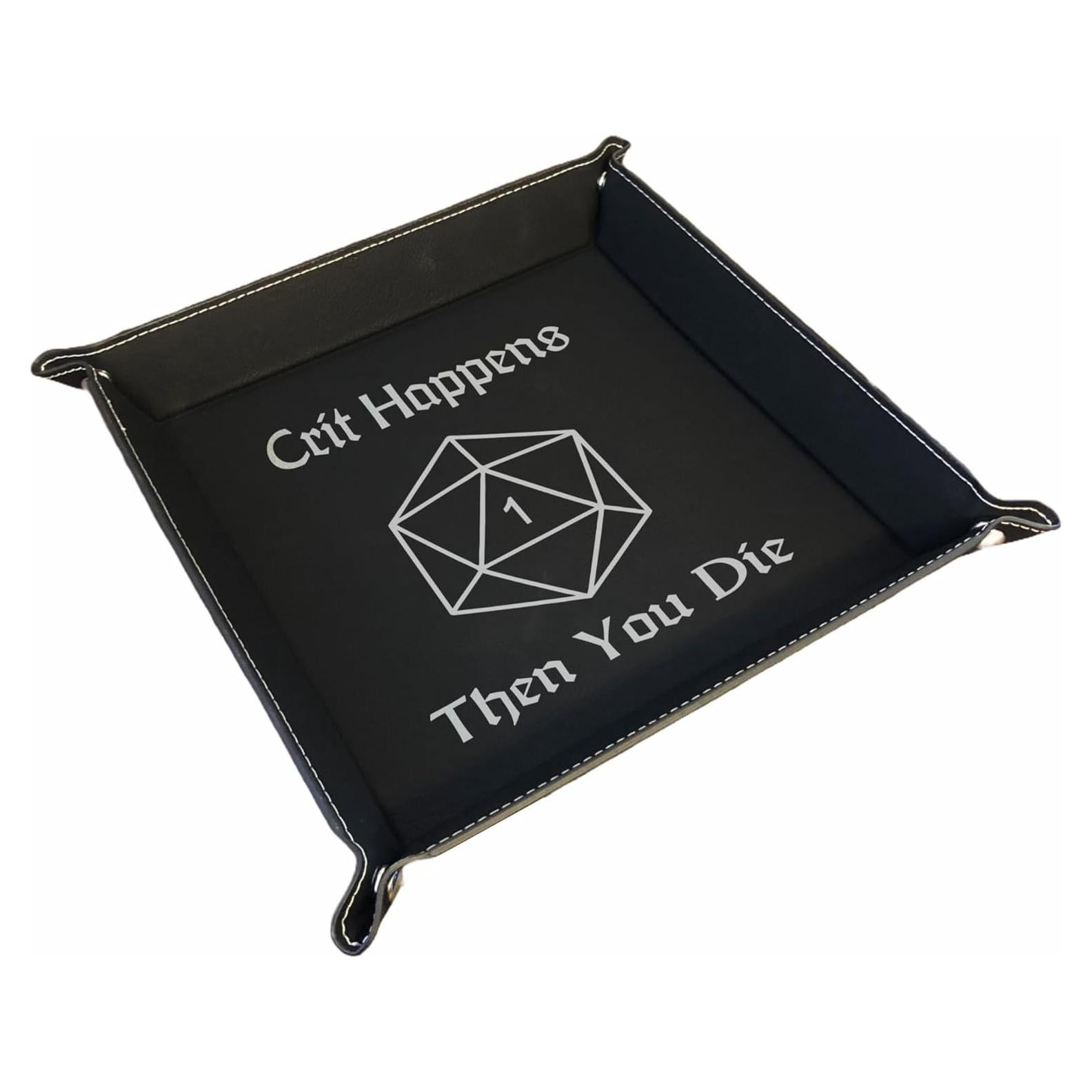 Bandeja de Dados D&D Grabado en Cuero Sintético Negro