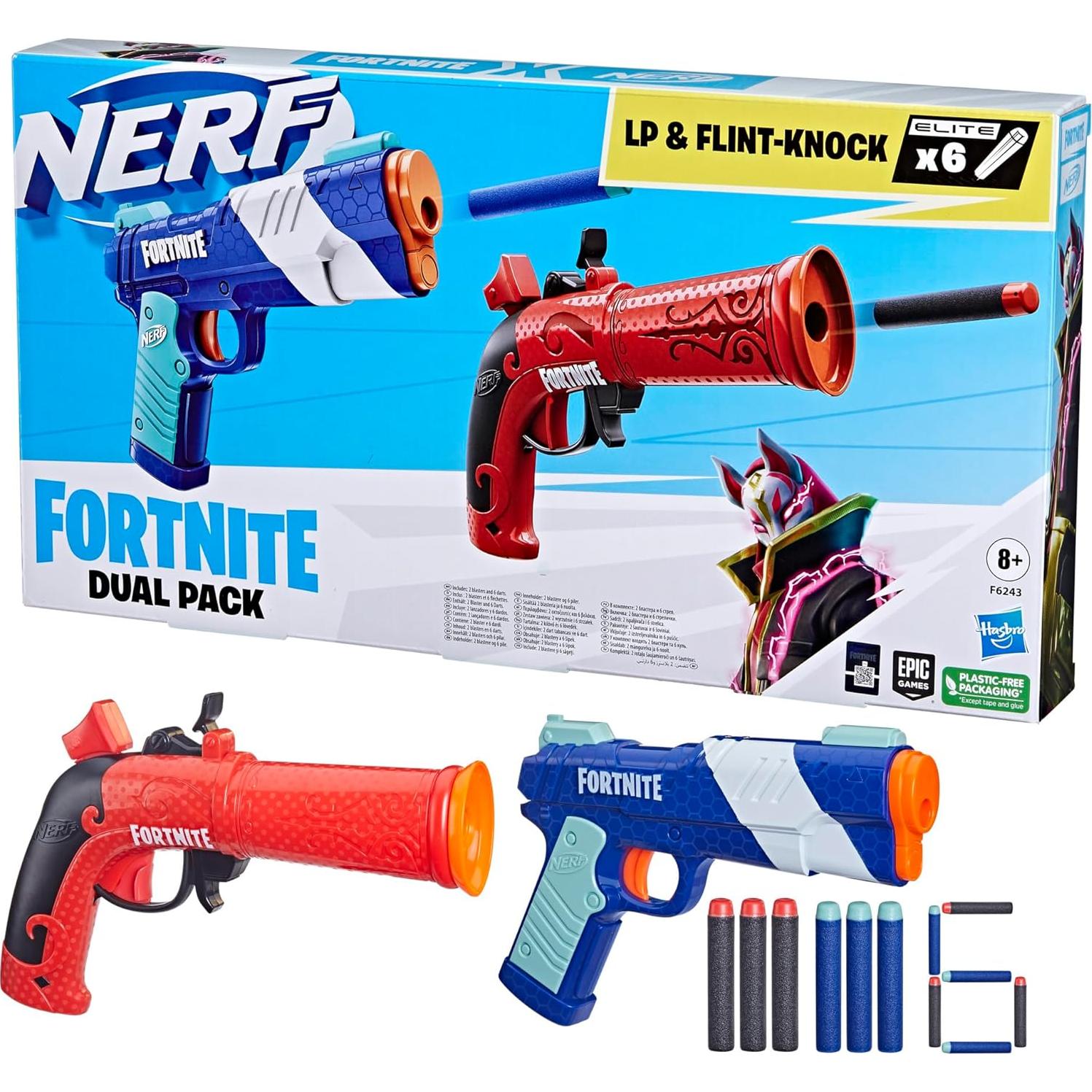 Paquete Doble Nerf Fortnite con 2 Blasters y 6 Dardos Elite