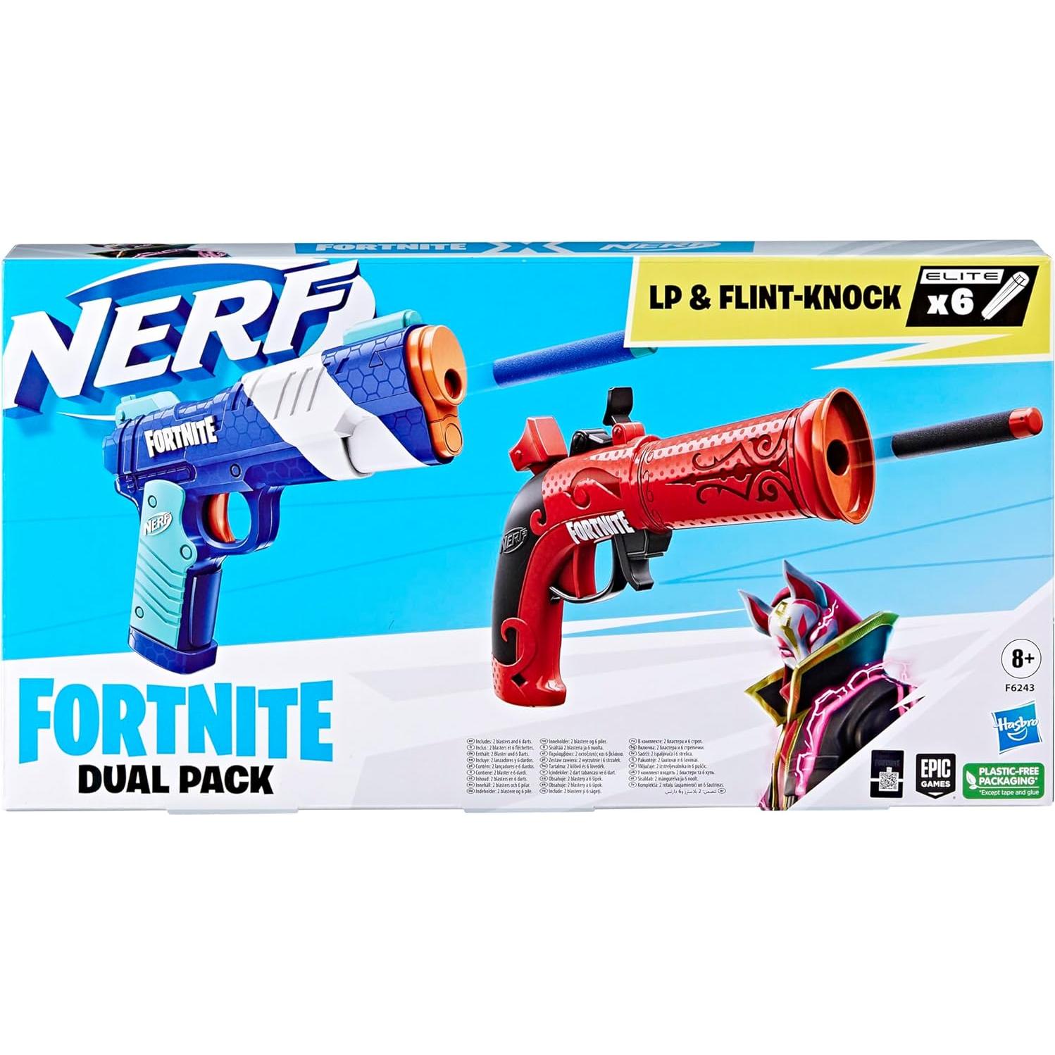 Paquete Doble Nerf Fortnite con 2 Blasters y 6 Dardos Elite