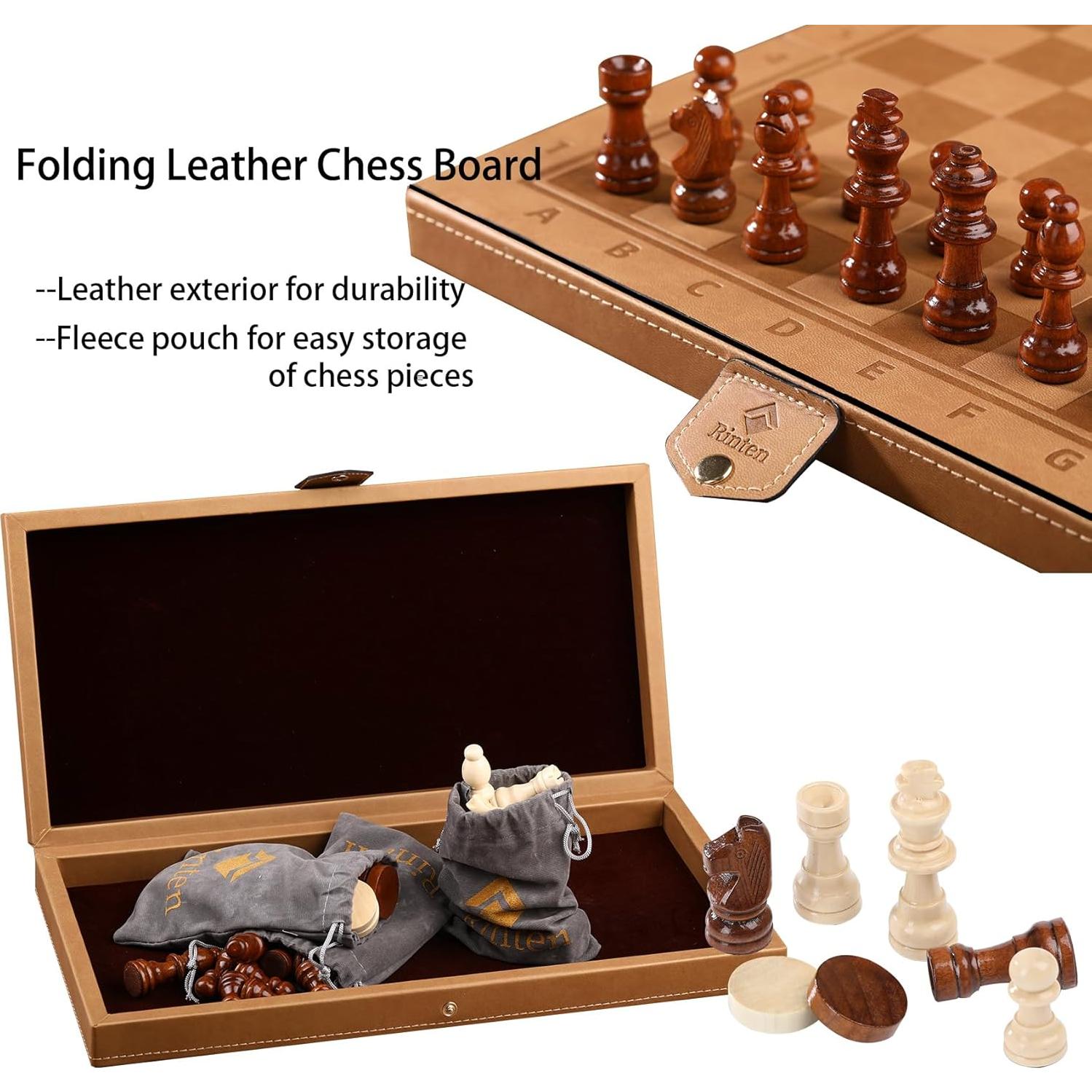 Juego de Ajedrez Magnético Rinten 12" Plegable 2 en 1