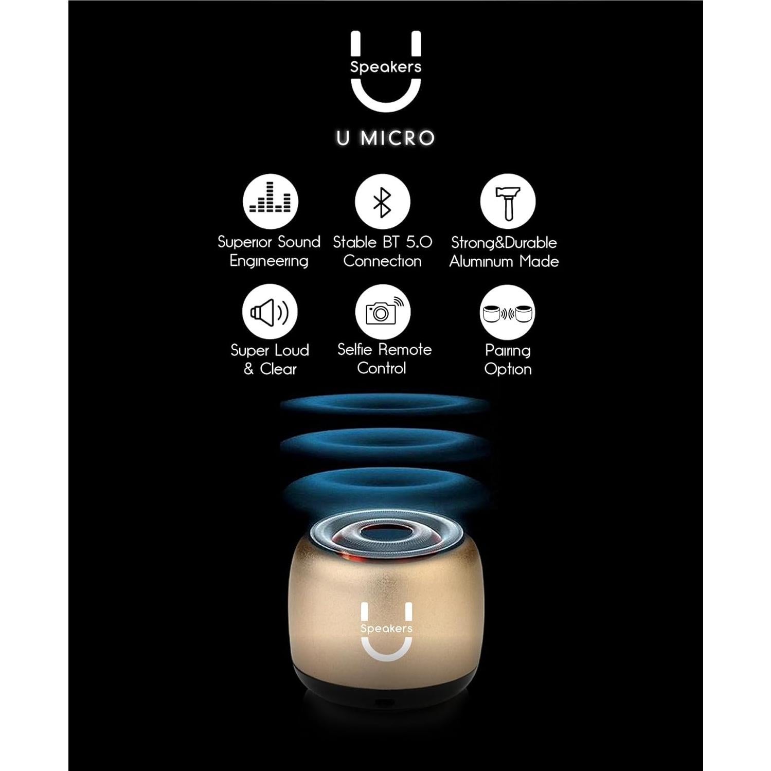 Altavoz Bluetooth Fashionit U Micro Dorado - Sonido Portátil