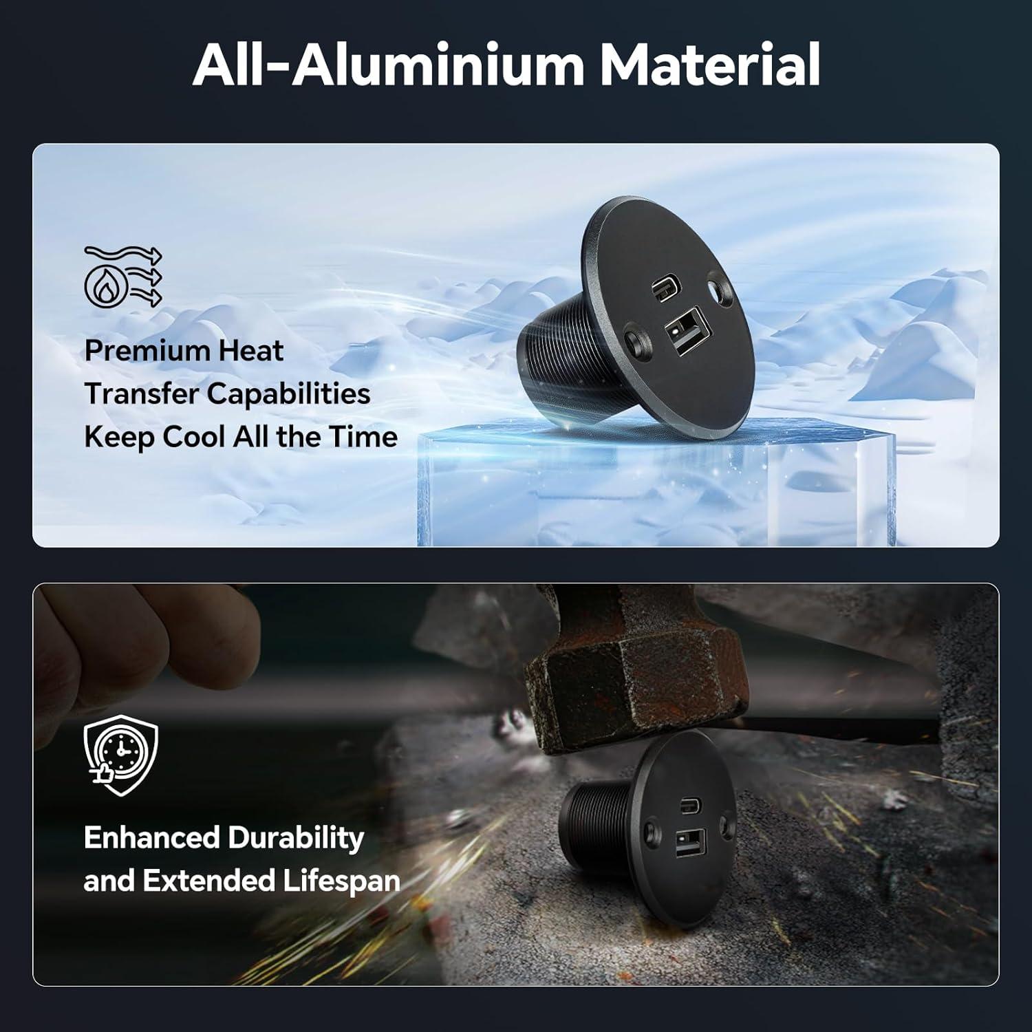 Cargador USB RV Acegoo 12V/24V Tipo A y C 24W Rápido