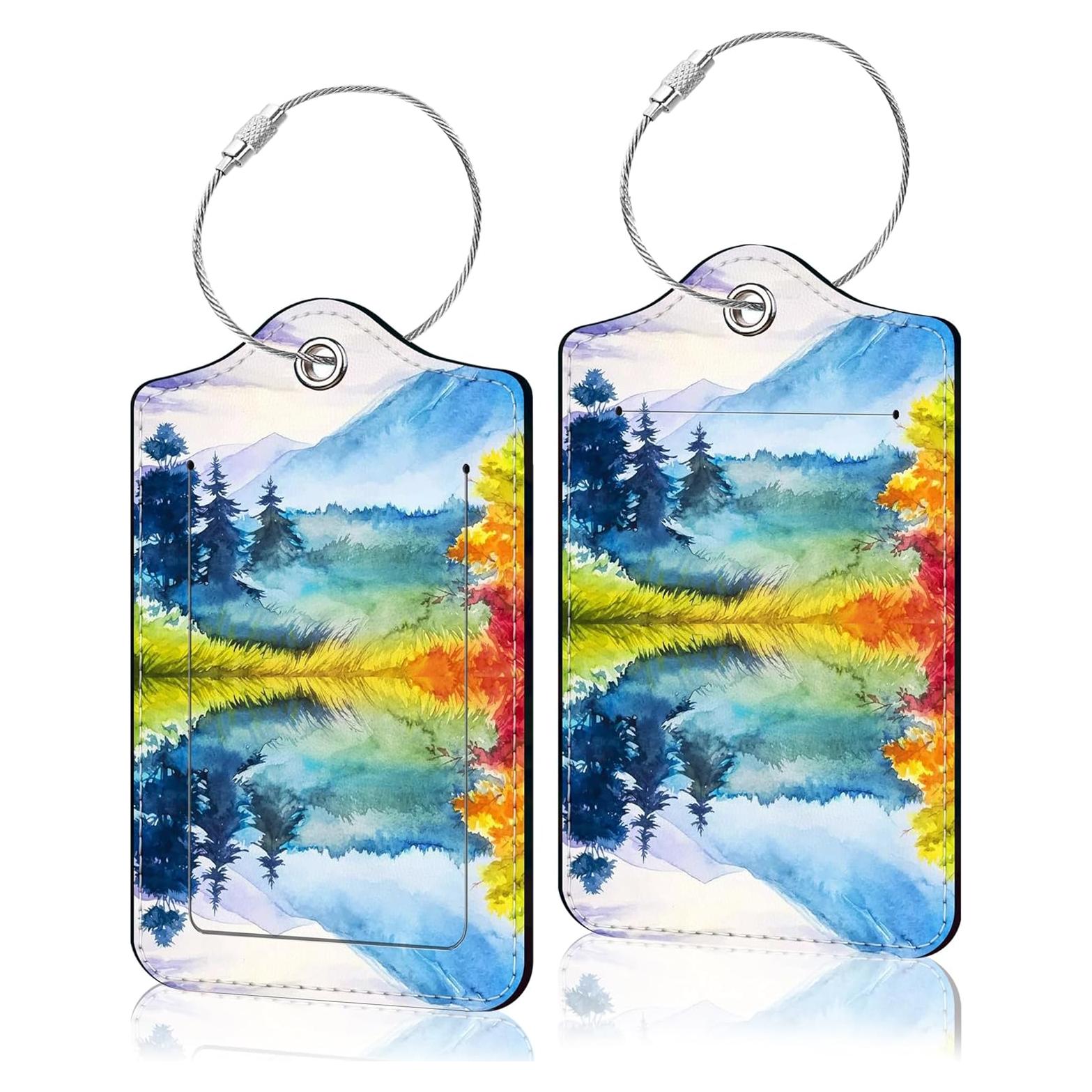 Etiquetas de Equipaje de Cuero PU COWDIY - 2 Piezas 11.6x7.3cm