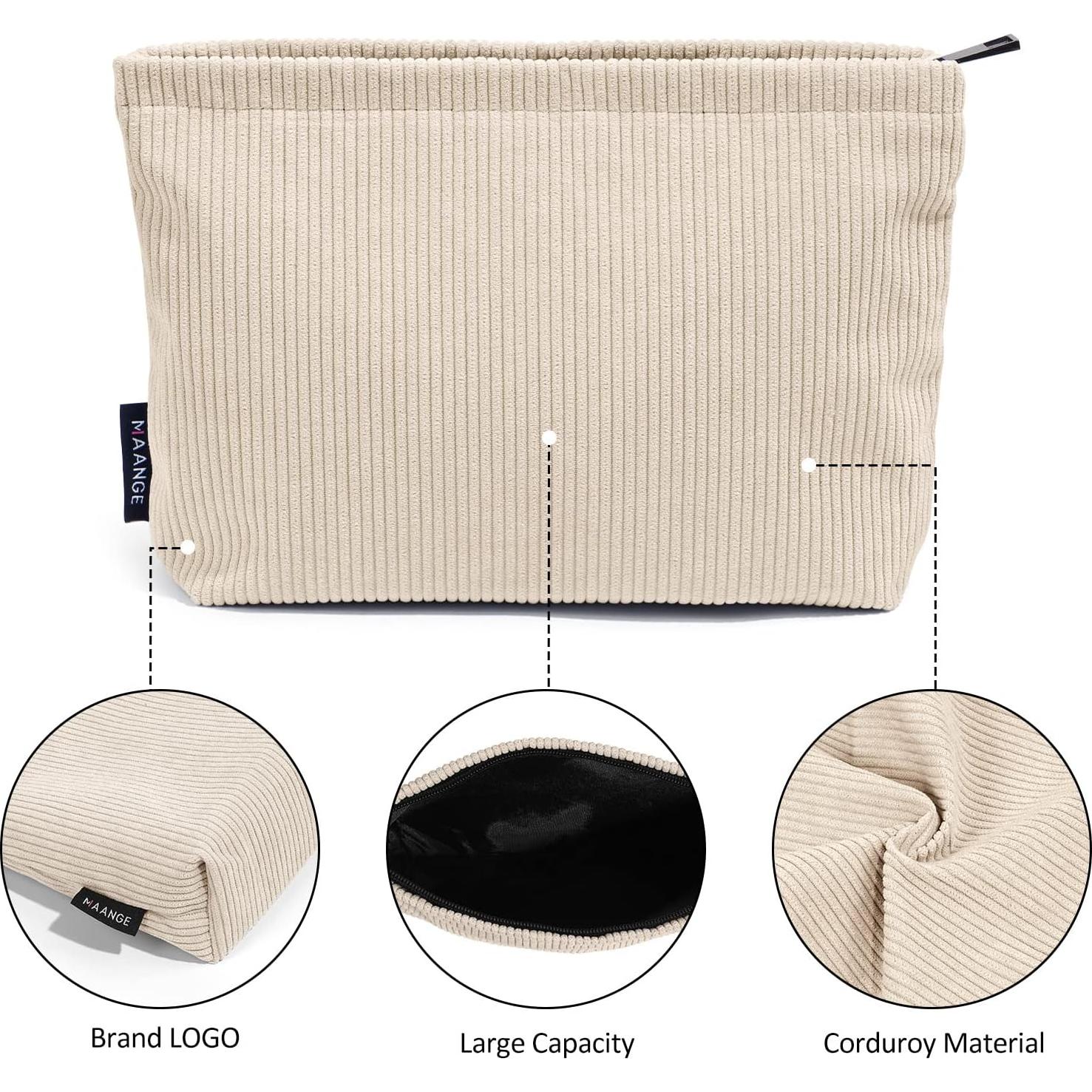 Bolsa de Maquillaje Pequeña MAANGE Terciopelo Beige 22.6x16.5cm