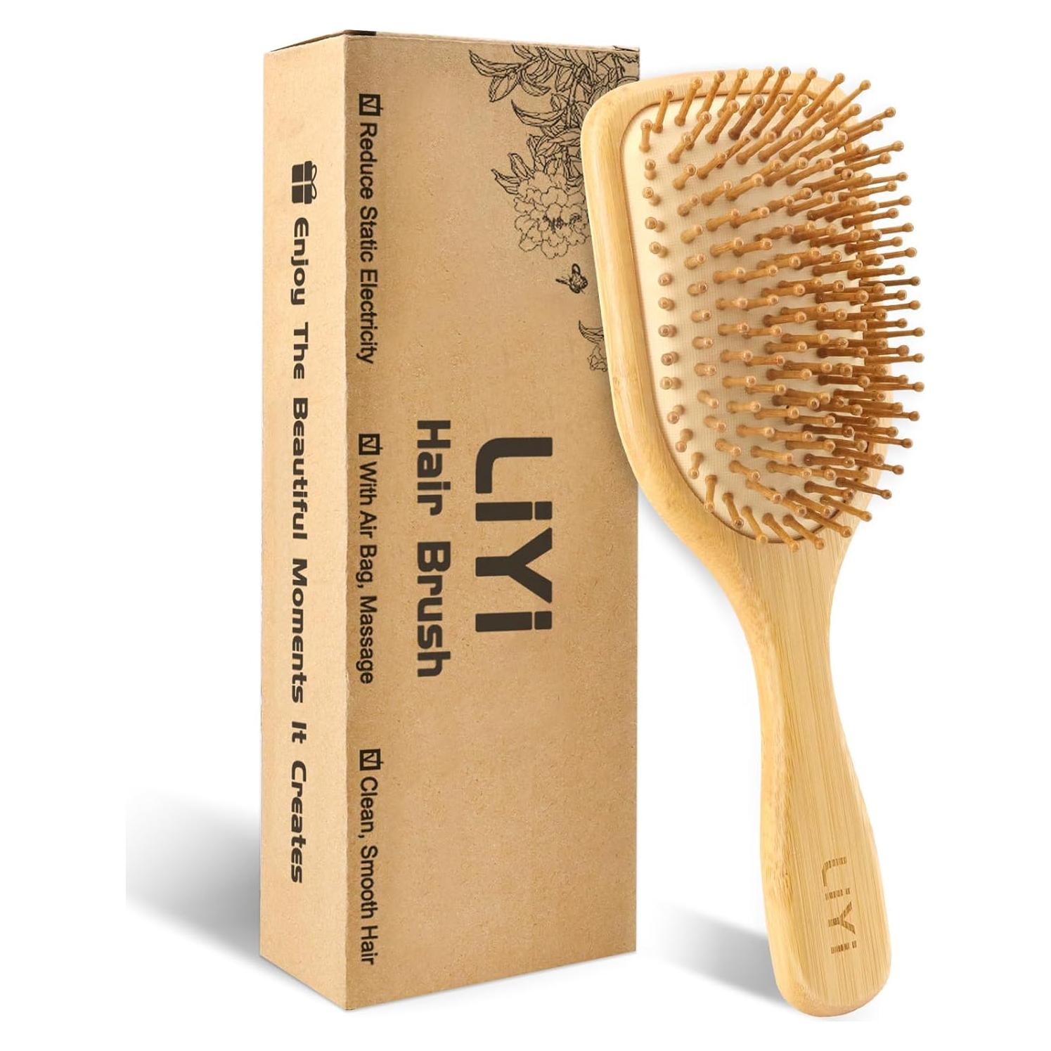 Cepillo de Pelo de Bambú LIYI Ergonómico para Crecimiento Cabello