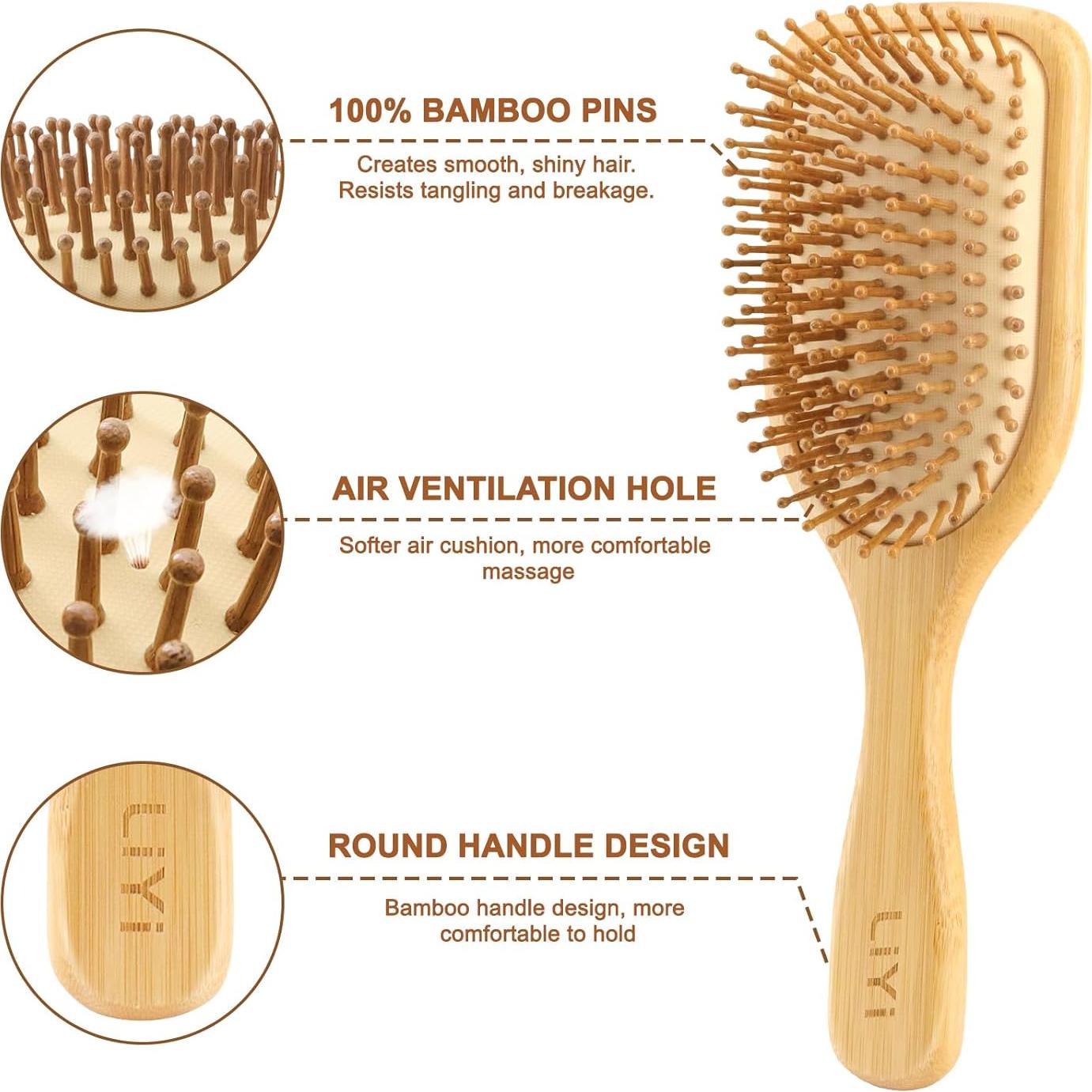 Cepillo de Pelo de Bambú LIYI Ergonómico para Crecimiento Cabello