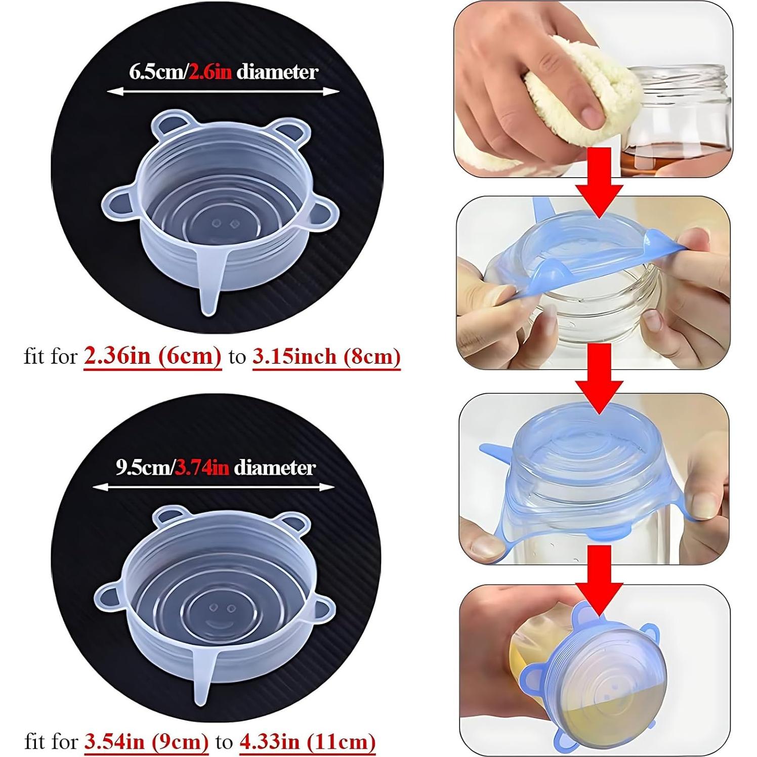 Tapas de Silicona Reutilizables Adpartner - Paquete de 10, 6-11cm
