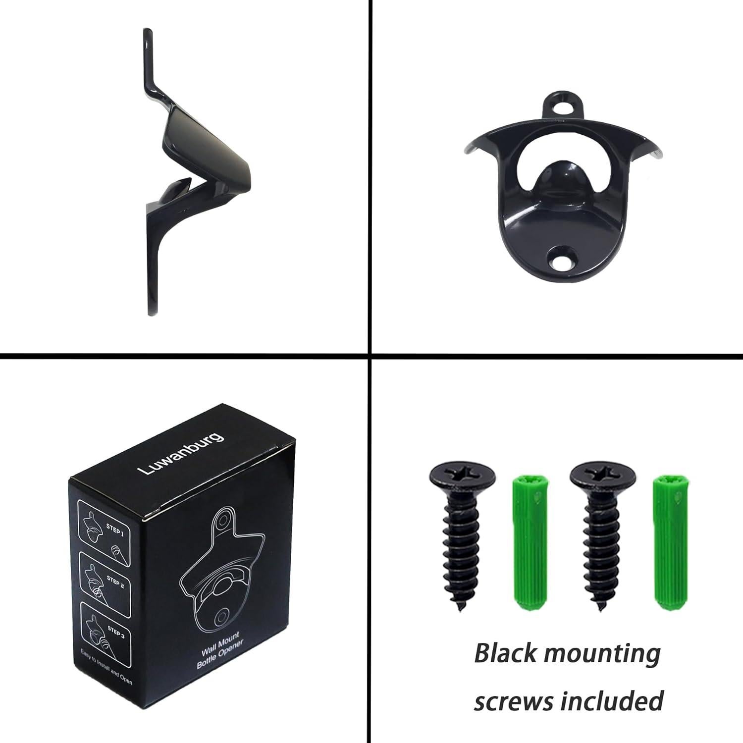 Abrebotellas Magnético Luwanburg Negro Montado en Pared