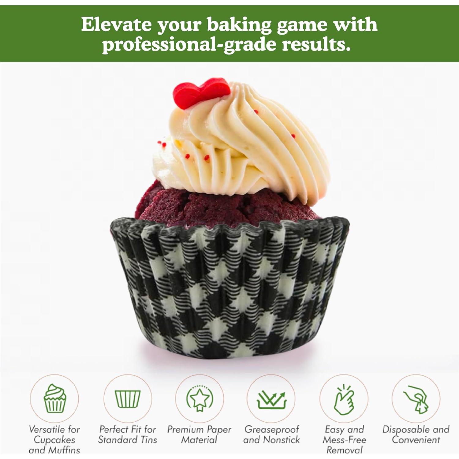 Tazas de Hornear Antiadherentes Regency Wraps, 40 Pzas, Gingham Negro