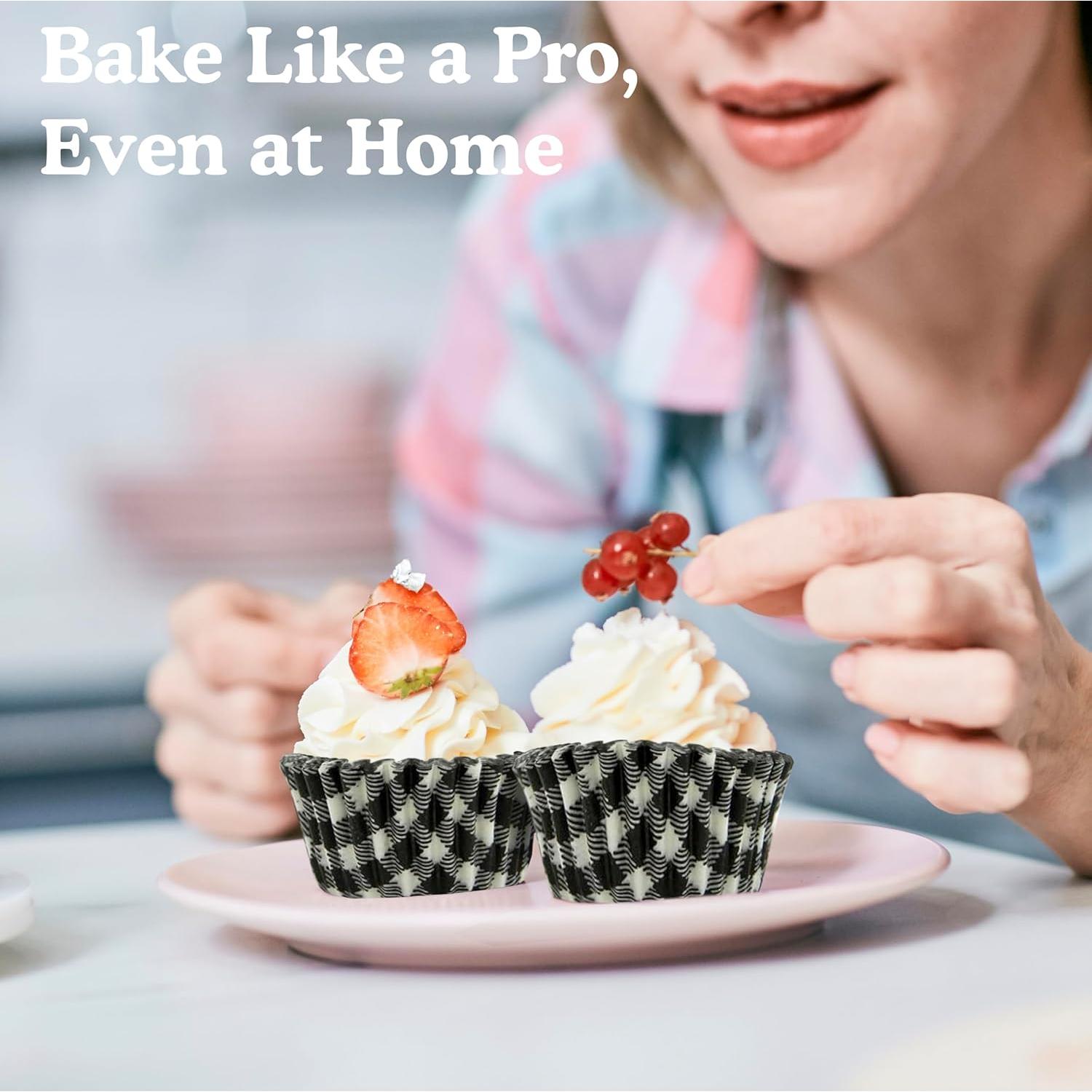 Tazas de Hornear Antiadherentes Regency Wraps, 40 Pzas, Gingham Negro