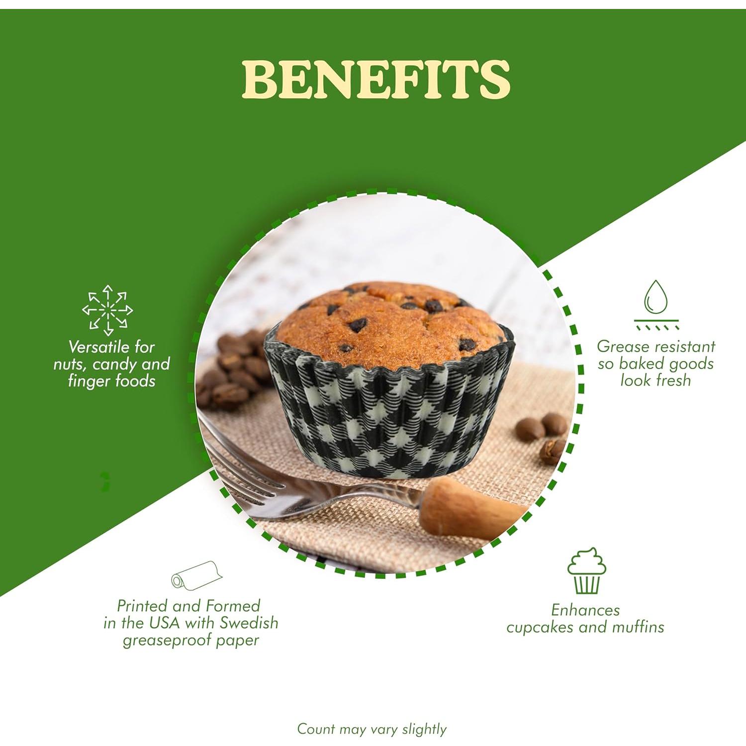 Tazas de Hornear Antiadherentes Regency Wraps, 40 Pzas, Gingham Negro