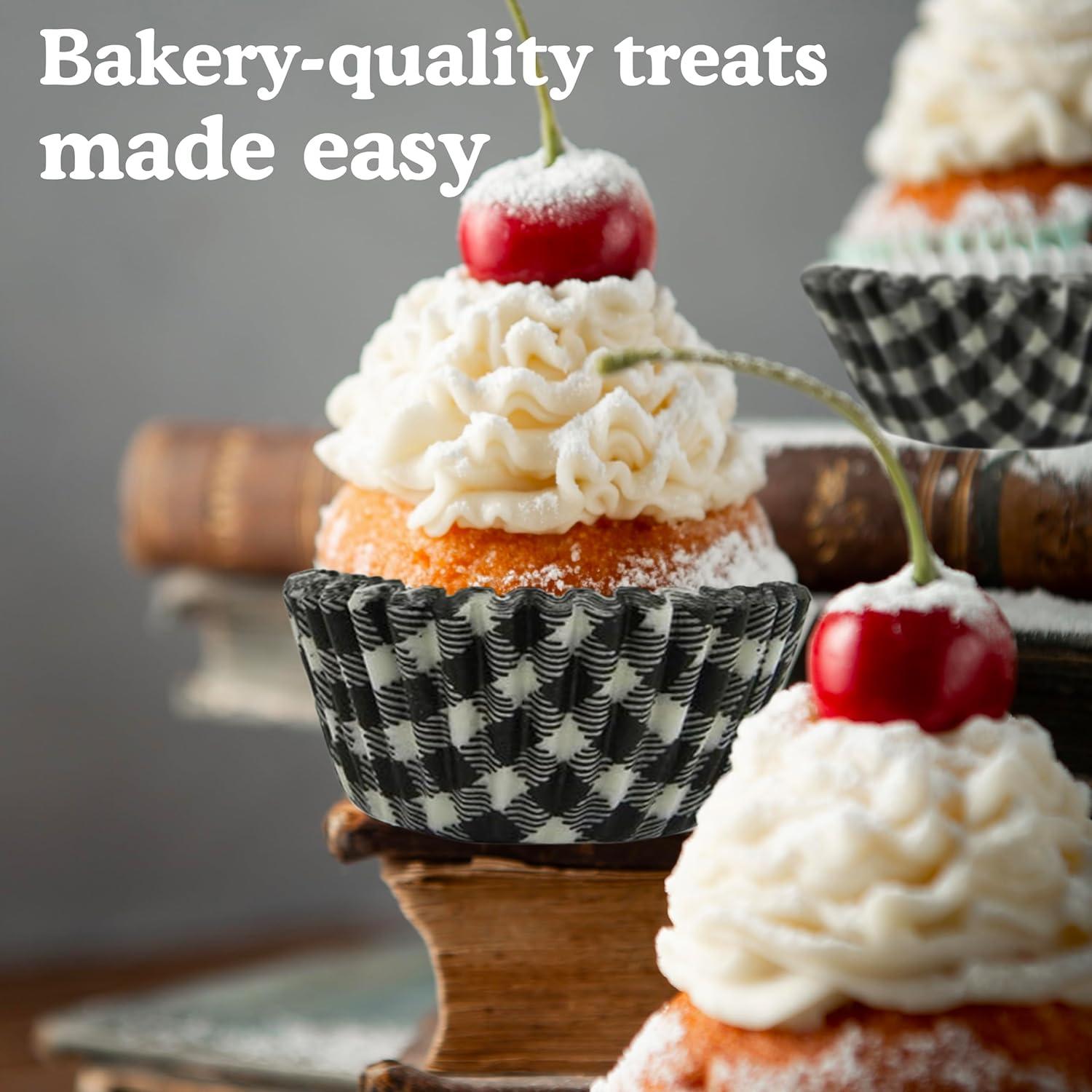 Tazas de Hornear Antiadherentes Regency Wraps, 40 Pzas, Gingham Negro