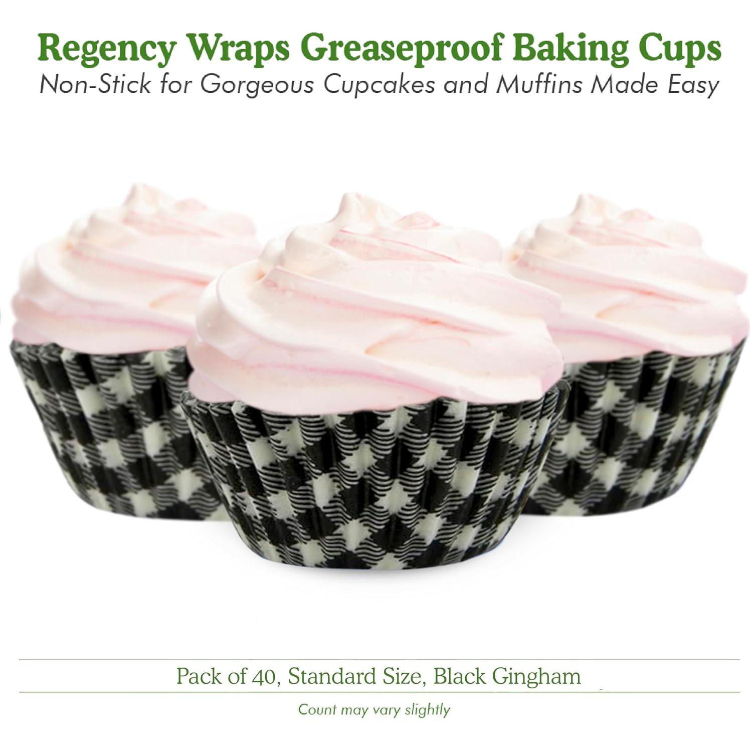 Tazas de Hornear Antiadherentes Regency Wraps, 40 Pzas, Gingham Negro