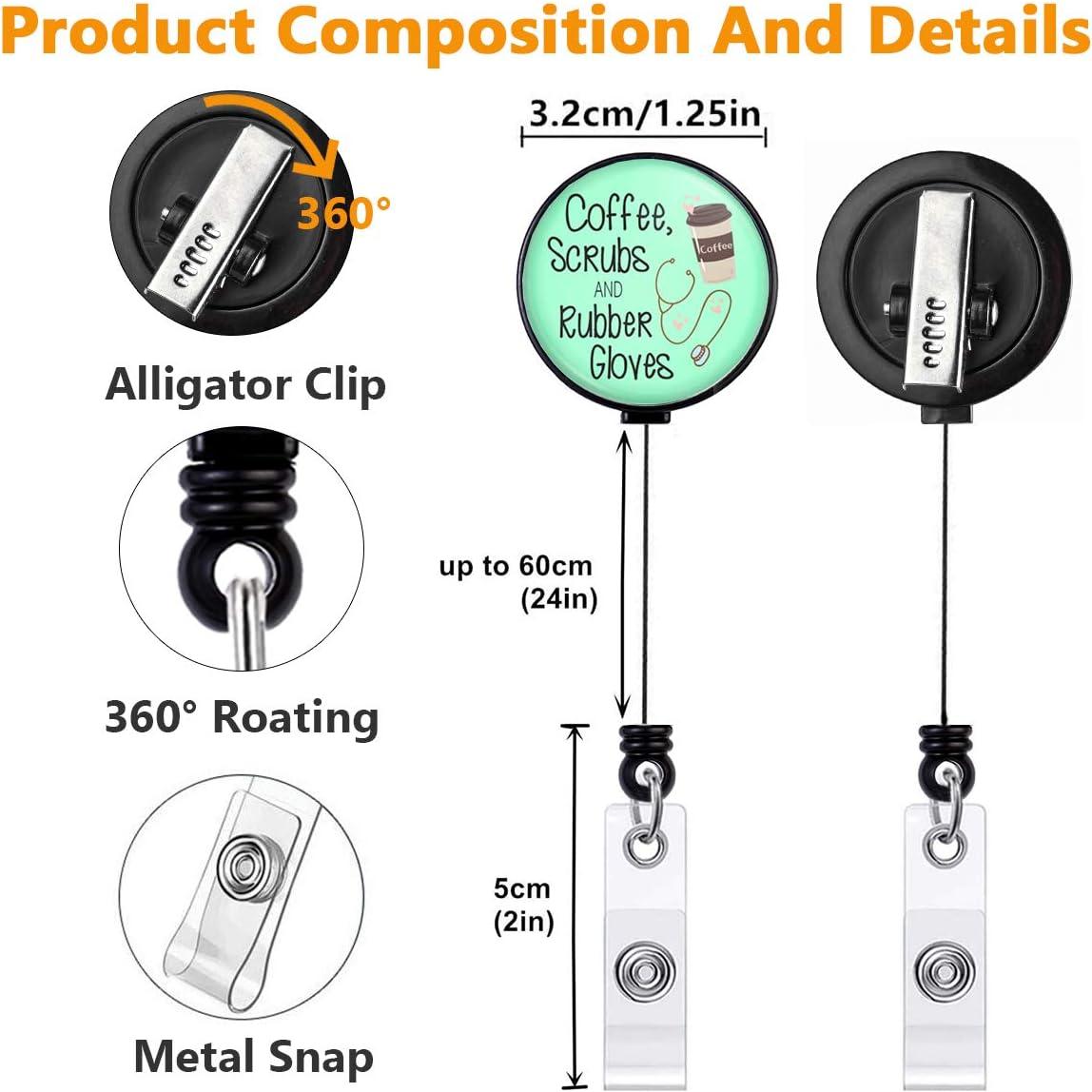 Portabotones Retráctil HASFINE Scrubs de Café con Clip