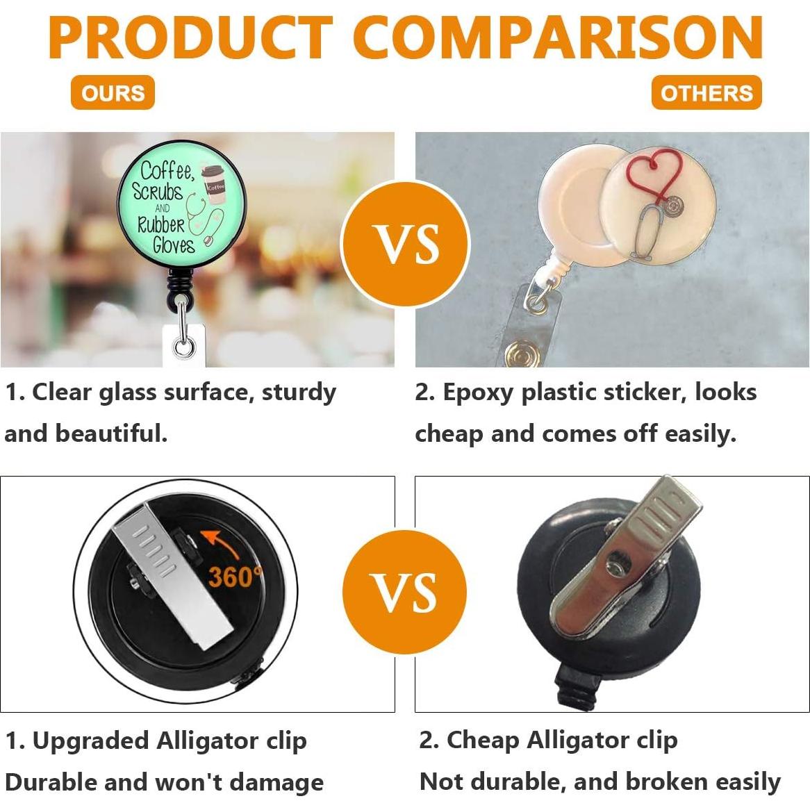 Portabotones Retráctil HASFINE Scrubs de Café con Clip