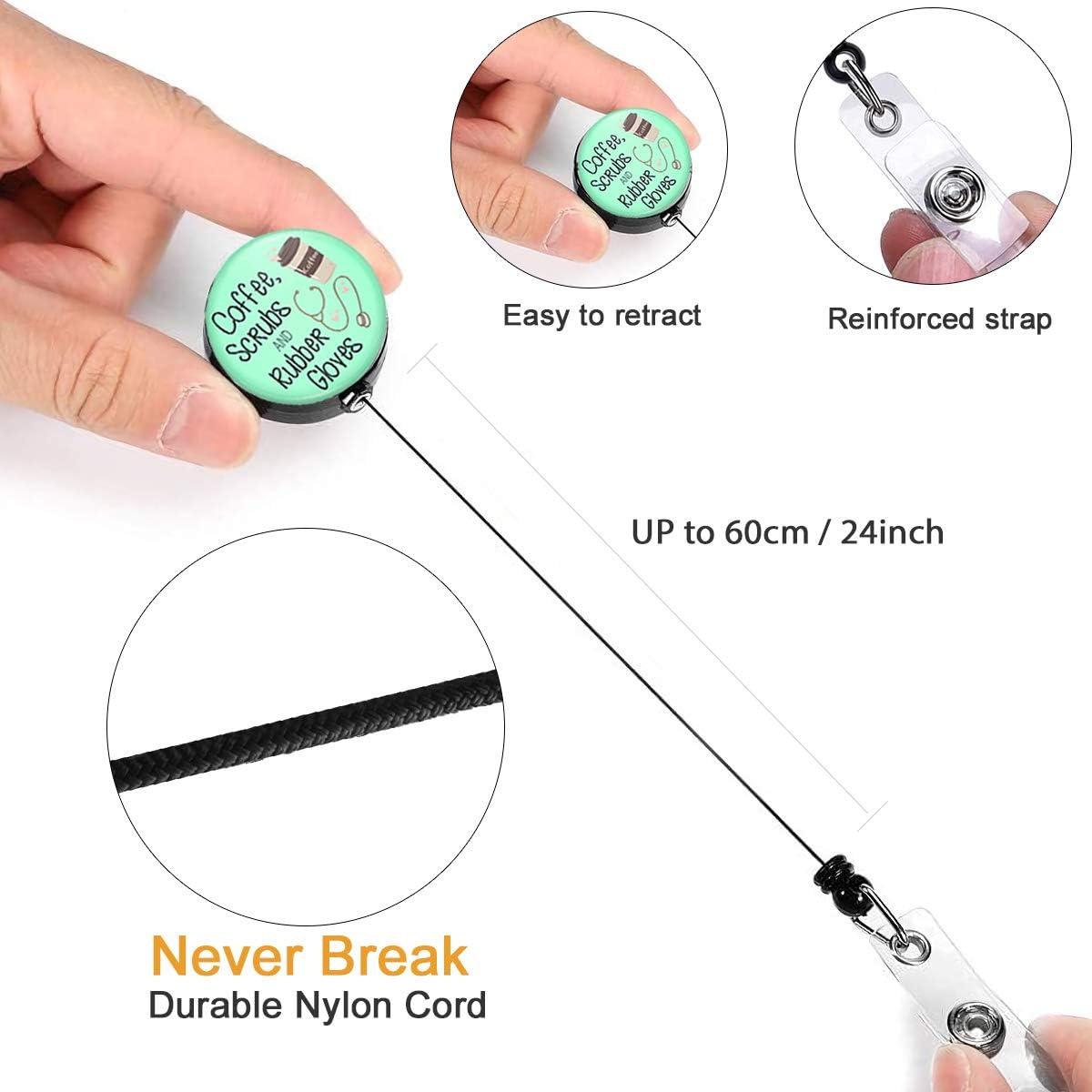 Portabotones Retráctil HASFINE Scrubs de Café con Clip