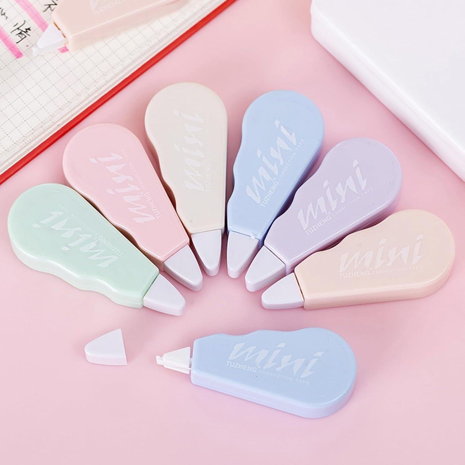 TOLUON 6 Pcs Correction Tape,Mini Sweet Correction Tape,Cute Kawaii Macaron Color Correction Tape,Portable Smooth Gears Easy Coverage Correction Tape, School Office Stationery Supplies Multicolor