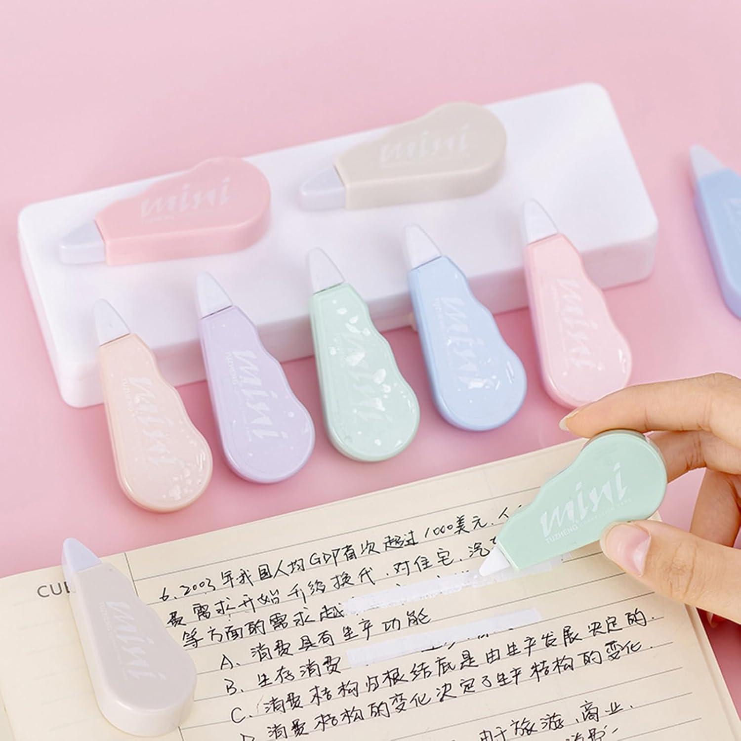 TOLUON 6 Pcs Correction Tape,Mini Sweet Correction Tape,Cute Kawaii Macaron Color Correction Tape,Portable Smooth Gears Easy Coverage Correction Tape, School Office Stationery Supplies Multicolor