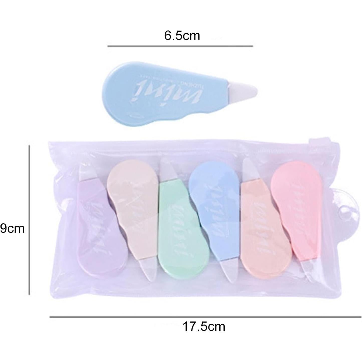 TOLUON 6 Pcs Correction Tape,Mini Sweet Correction Tape,Cute Kawaii Macaron Color Correction Tape,Portable Smooth Gears Easy Coverage Correction Tape, School Office Stationery Supplies Multicolor