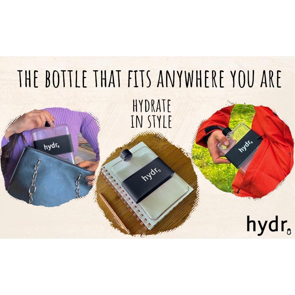 Botella de Agua Plana 425ml hydr Negra Libre de BPA