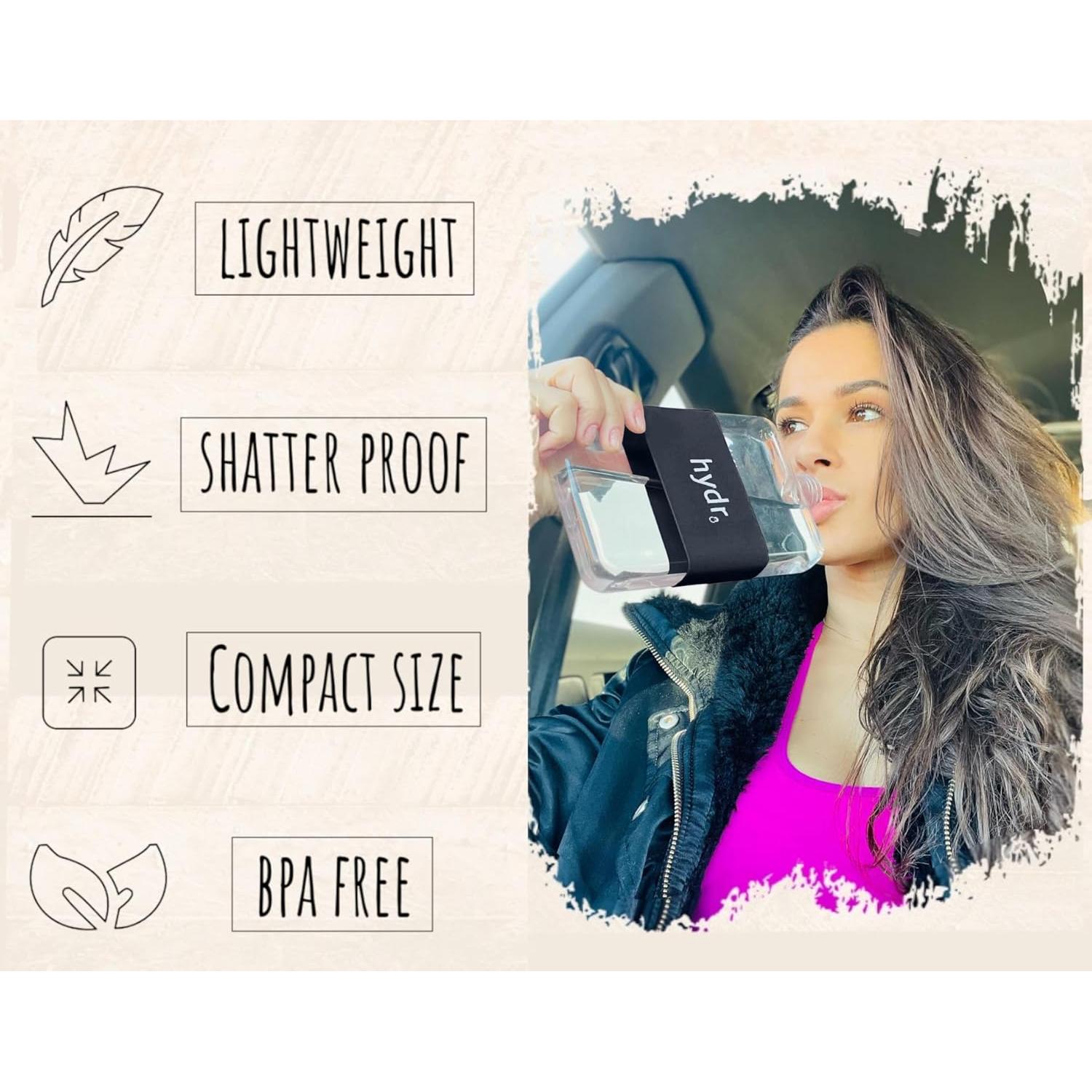 Botella de Agua Plana 425ml hydr Negra Libre de BPA