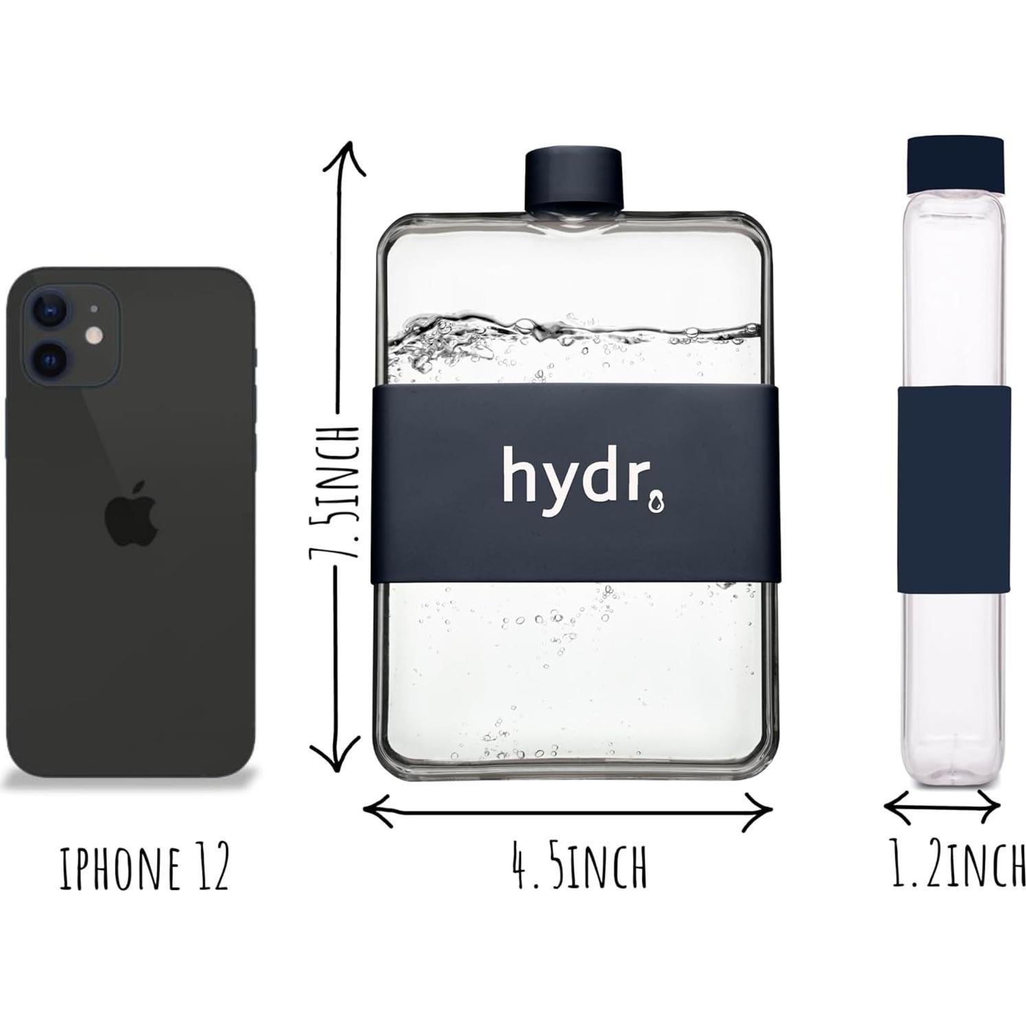 Botella de Agua Plana 425ml hydr Negra Libre de BPA