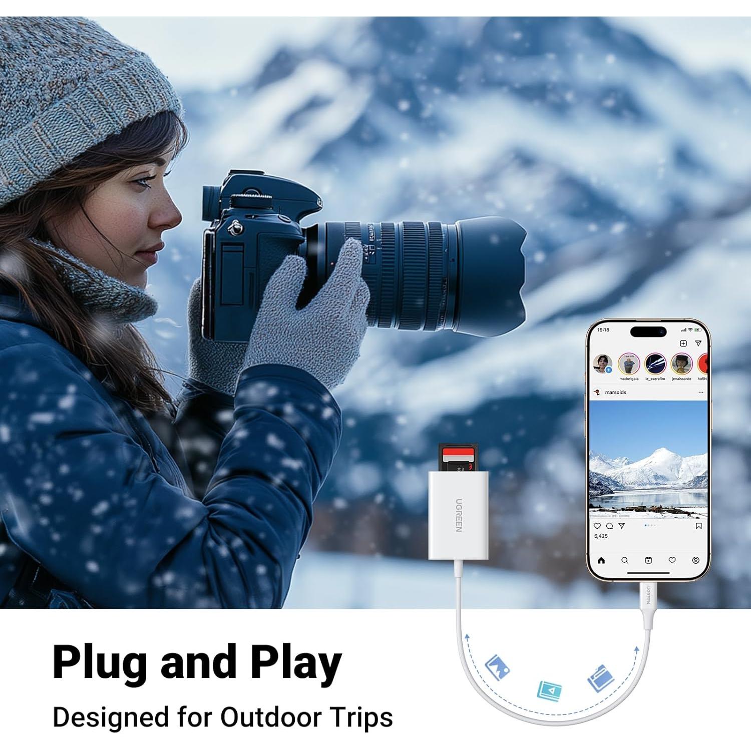 Lector de Tarjetas SD USB C UGREEN 170MB/s Blanco