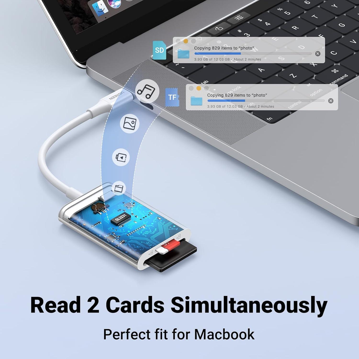 Lector de Tarjetas SD USB C UGREEN 170MB/s Blanco