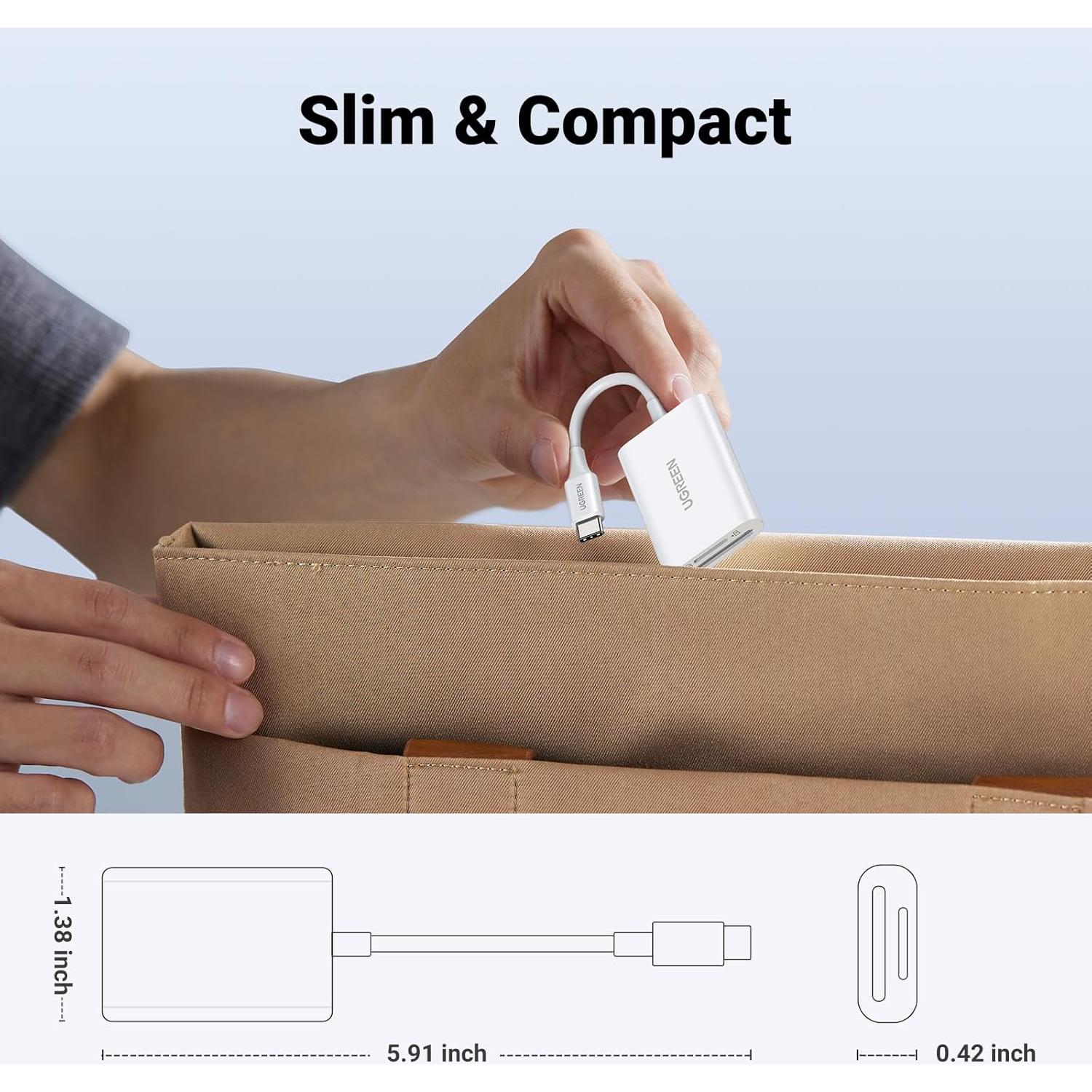 Lector de Tarjetas SD USB C UGREEN 170MB/s Blanco