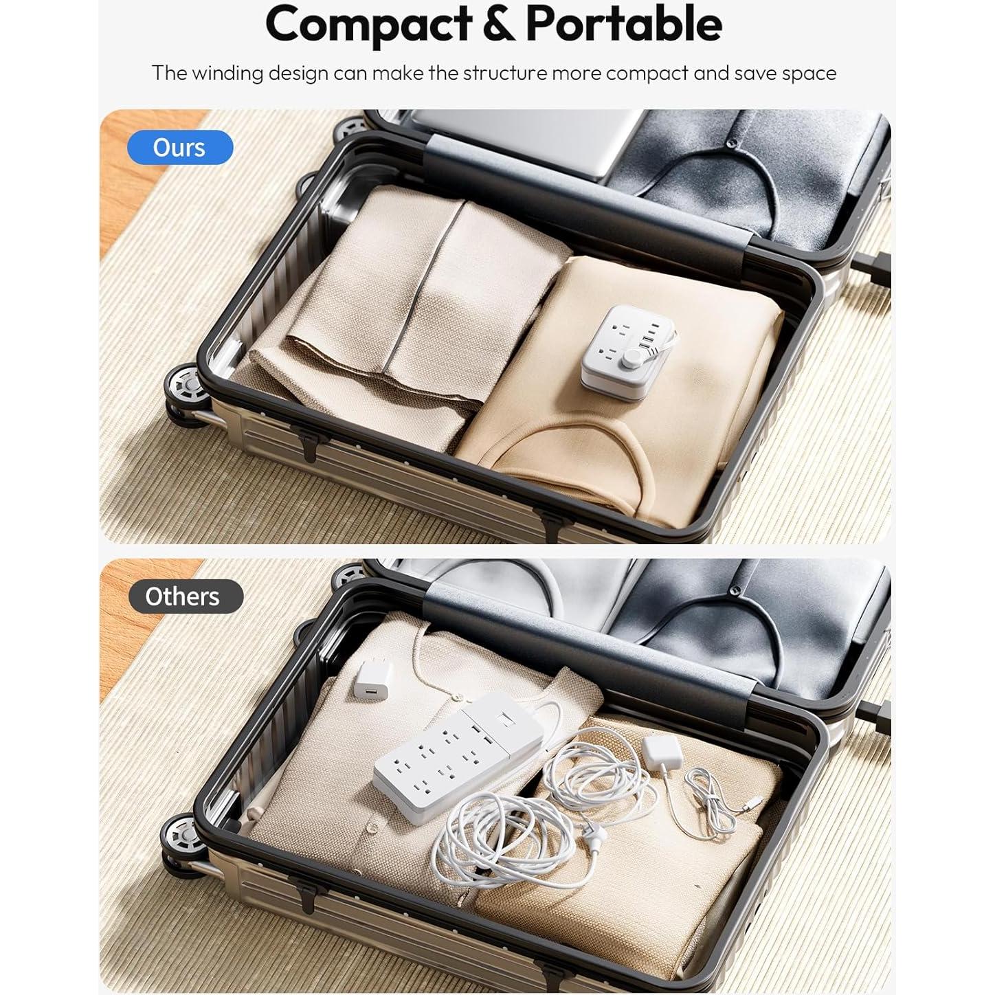 Regleta de Viaje NTONPOWER 6 Salidas 4 USB Carga Rápida