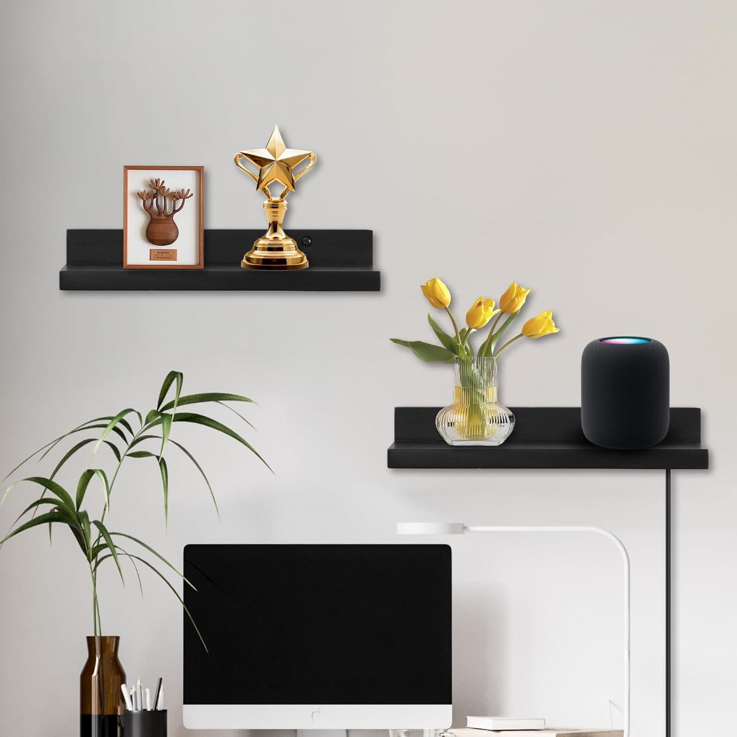 Estante Flotante Pequeño NIUBEST para Pared - 22.86x10.16cm, Negro