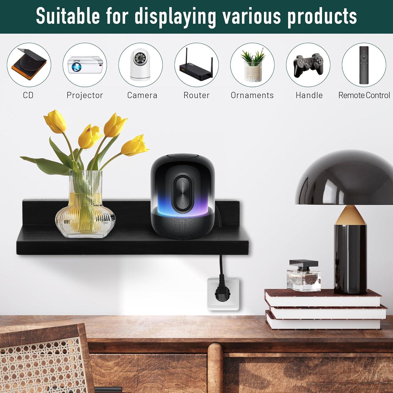 Estante Flotante Pequeño NIUBEST para Pared - 22.86x10.16cm, Negro